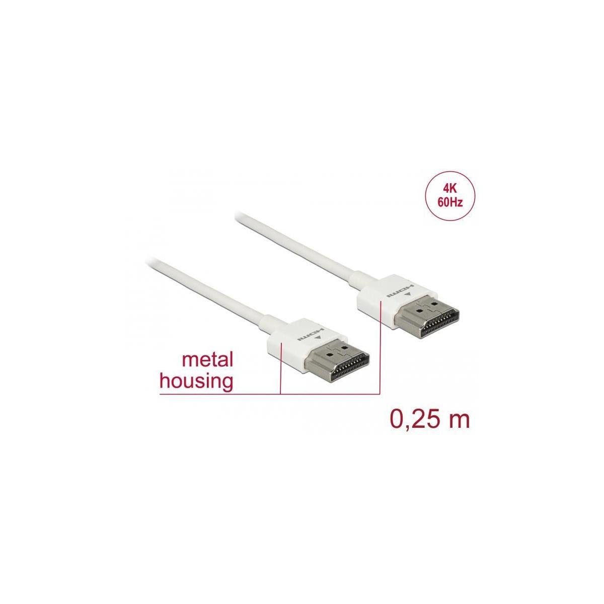 (25,00 Computer-Kabel, Speed HDMI Ethernet - cm) Kabel HDMI-A, HDMI >... Delock mit High HDMI-A Stecker