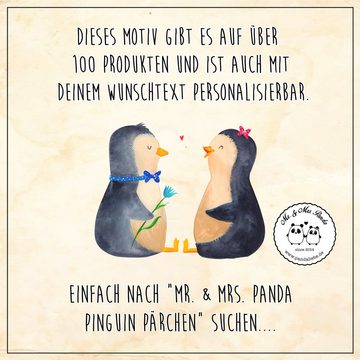 Mr. & Mrs. Panda Windlicht Pinguin Pärchen - Schwarz - Geschenk, Windlicht Gravur, Graviertes Wi (1 St), Inklusive Teelicht