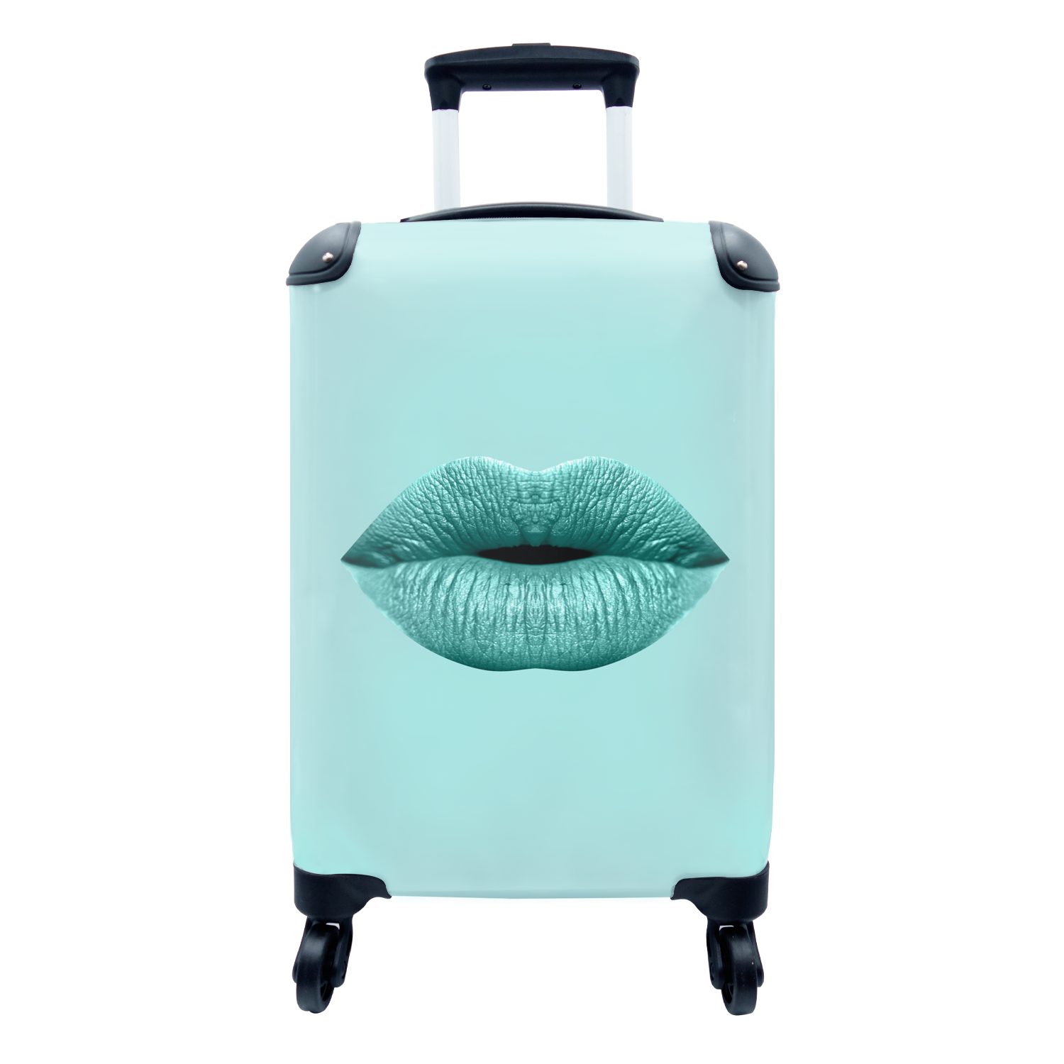 MuchoWow Handgepäckkoffer Lippen - Pastell - Blau, 4 Rollen, Reisetasche mit rollen, Handgepäck für Ferien, Trolley, Reisekoffer