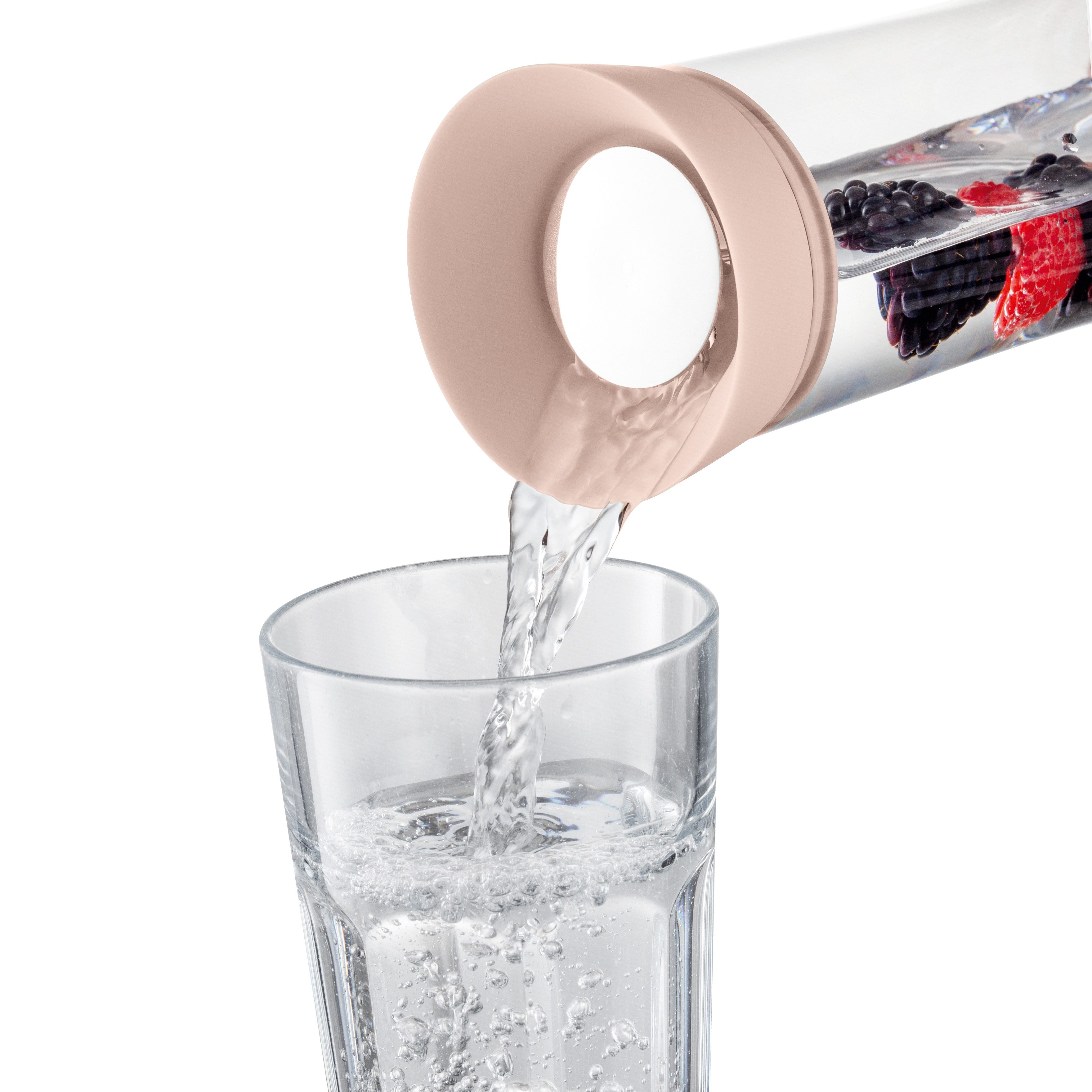 blomus Wasserkaraffe -DRIWA- aus Glas, 1 Liter, Glaskaraffe, Rose Dust, Tropffreies Ausgießen