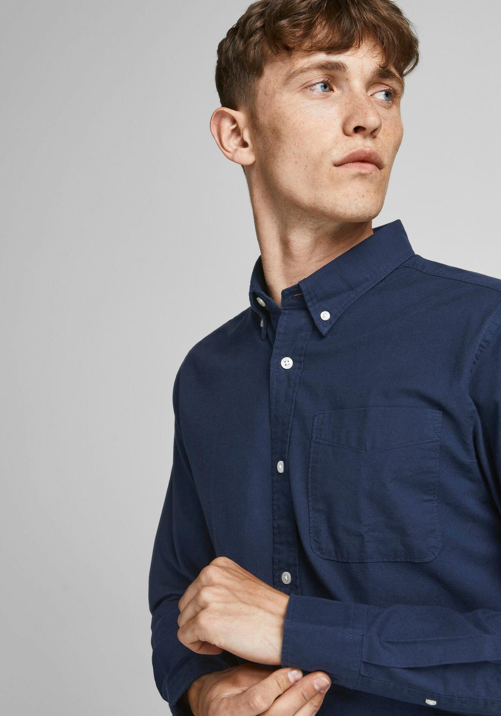 Jack & Jones Langarmhemd BROOK OXFORD mit Button-Down Kragen günstig online kaufen