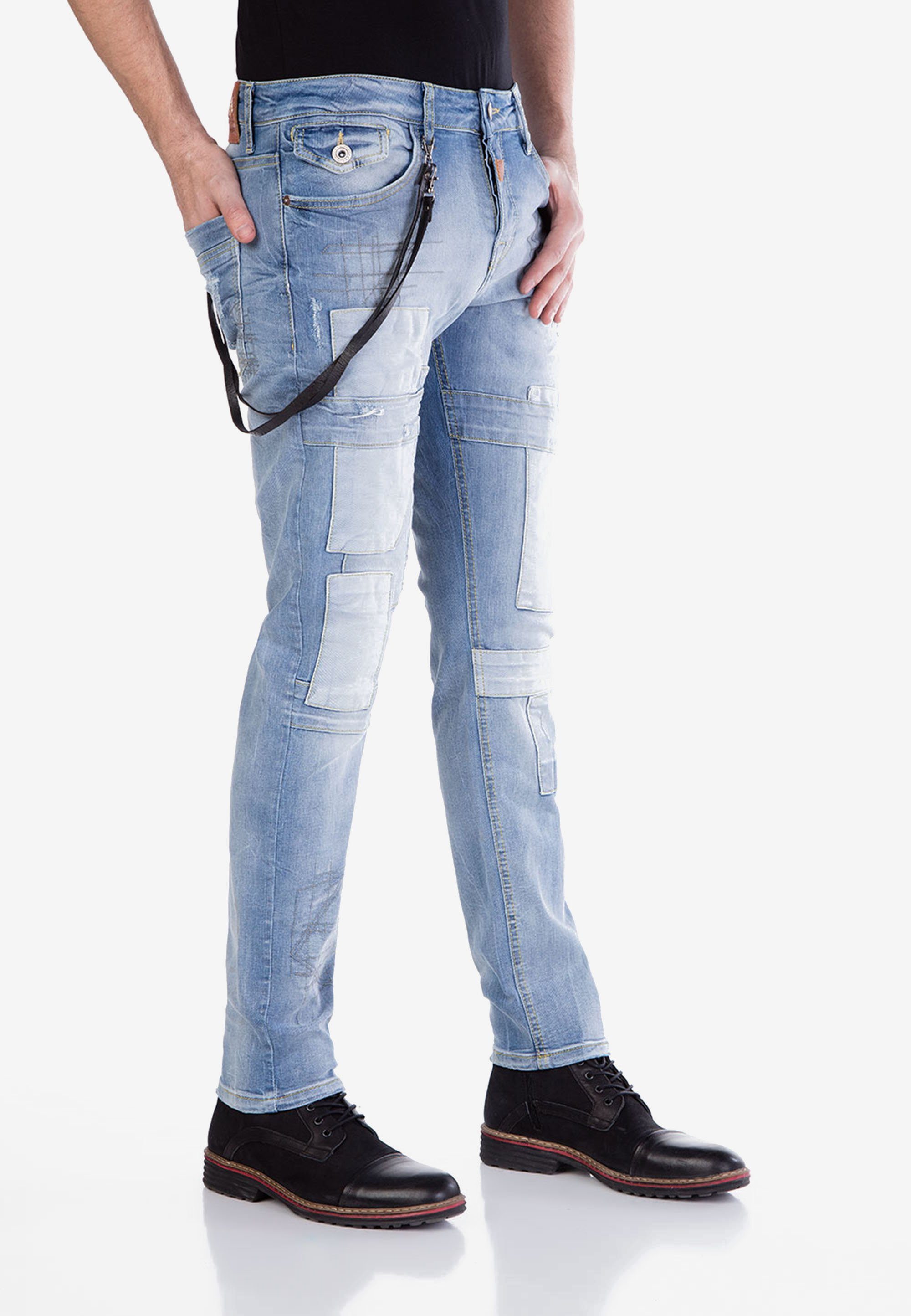 Cipo & Baxx Slim-fit-Jeans Aufnäher mit