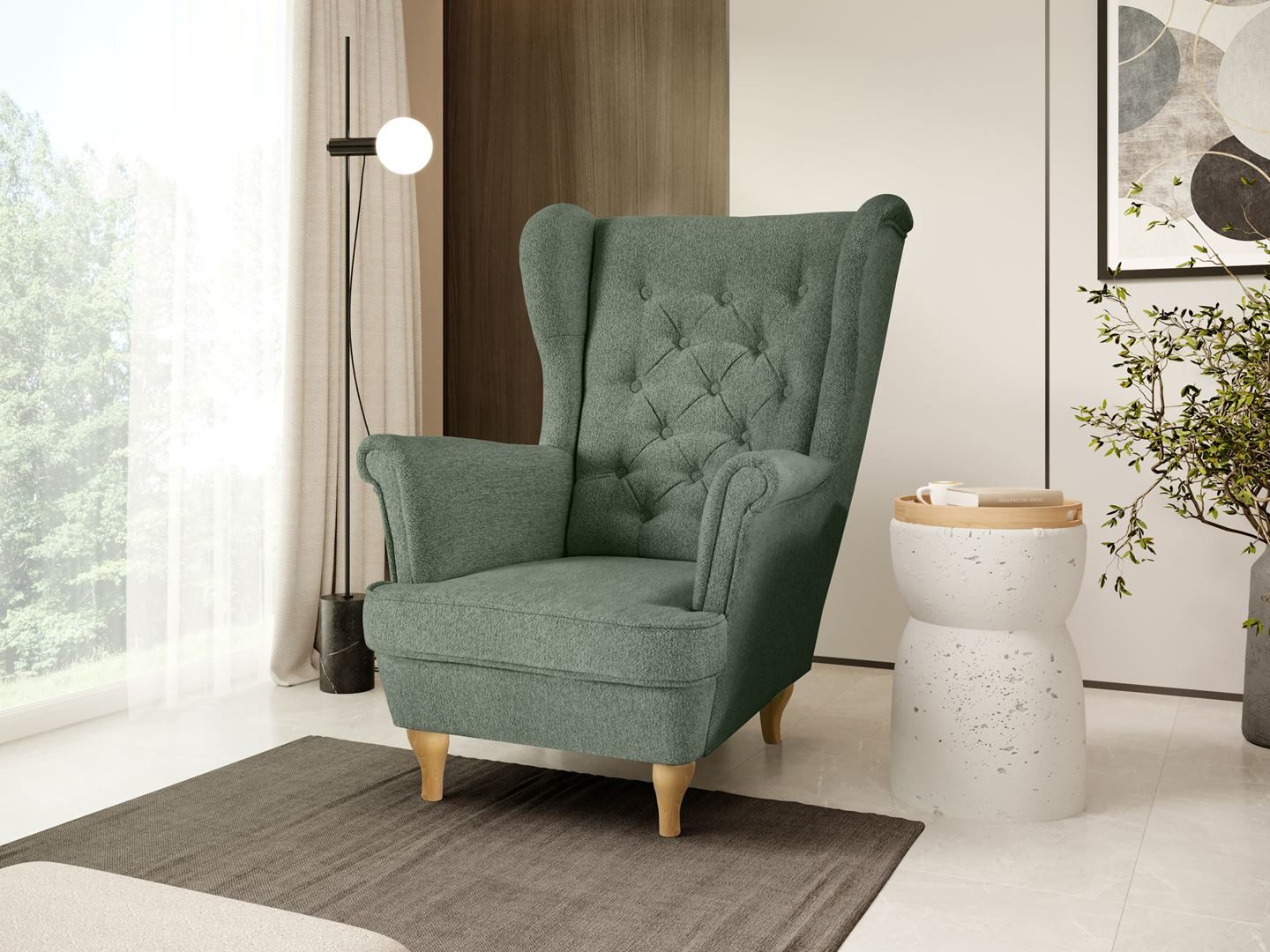 Beautysofa Ohrensessel Sessel FALCO Chesterfield Wohnzimmersessel günstig online kaufen