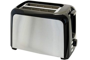 DESKI Toaster Toaster 750 Watt Edelstahl Schwarz mit Brötchenaufsatz