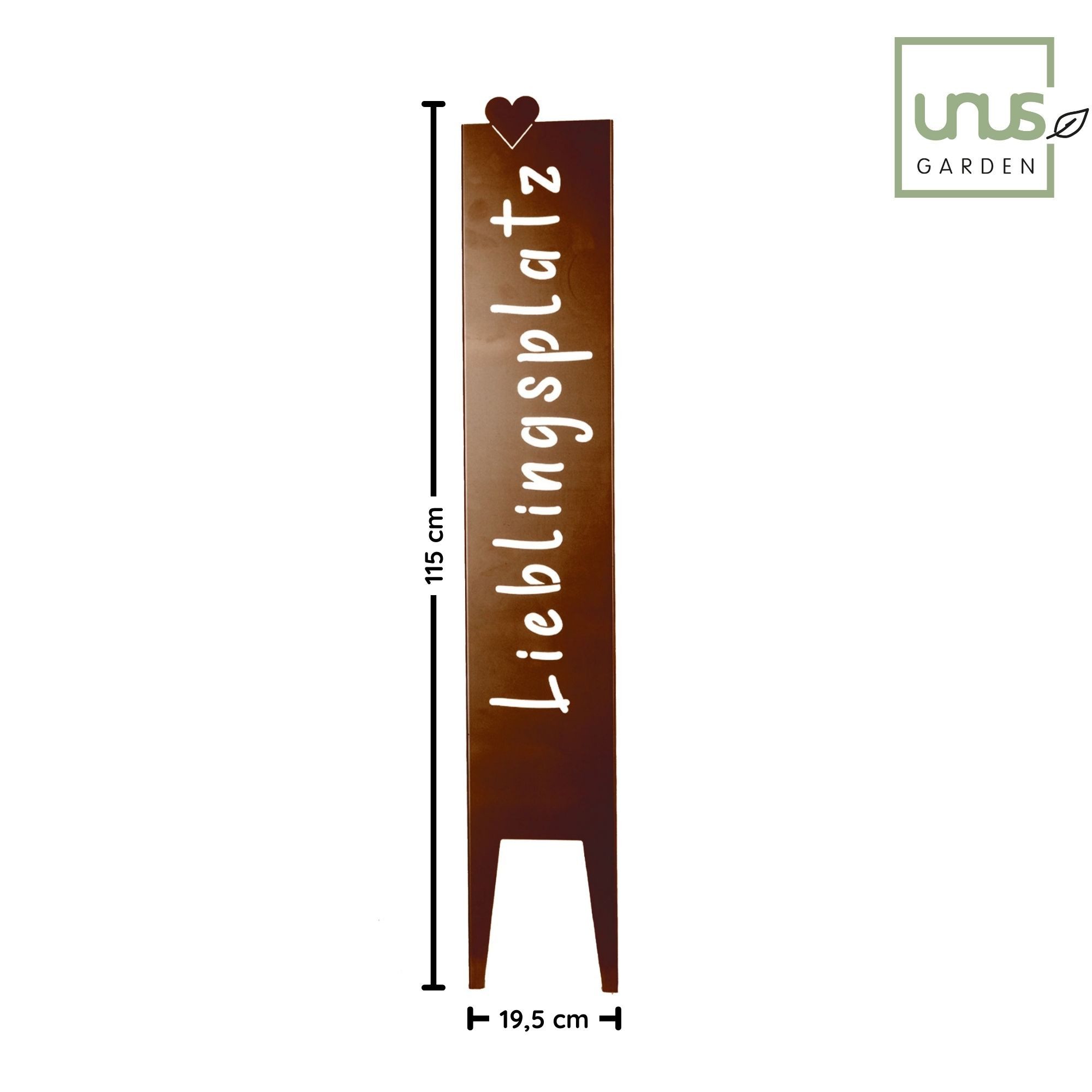 UNUS GARDEN Gartenstecker Gartenstecker groß Schild Lieblingsplatz Metallschild (1-St., ca. 115 x 19,5 cm (HxB), Rostoptik) Edelrost Gartenschild Dekospruch Dek – Bild 5 von 5