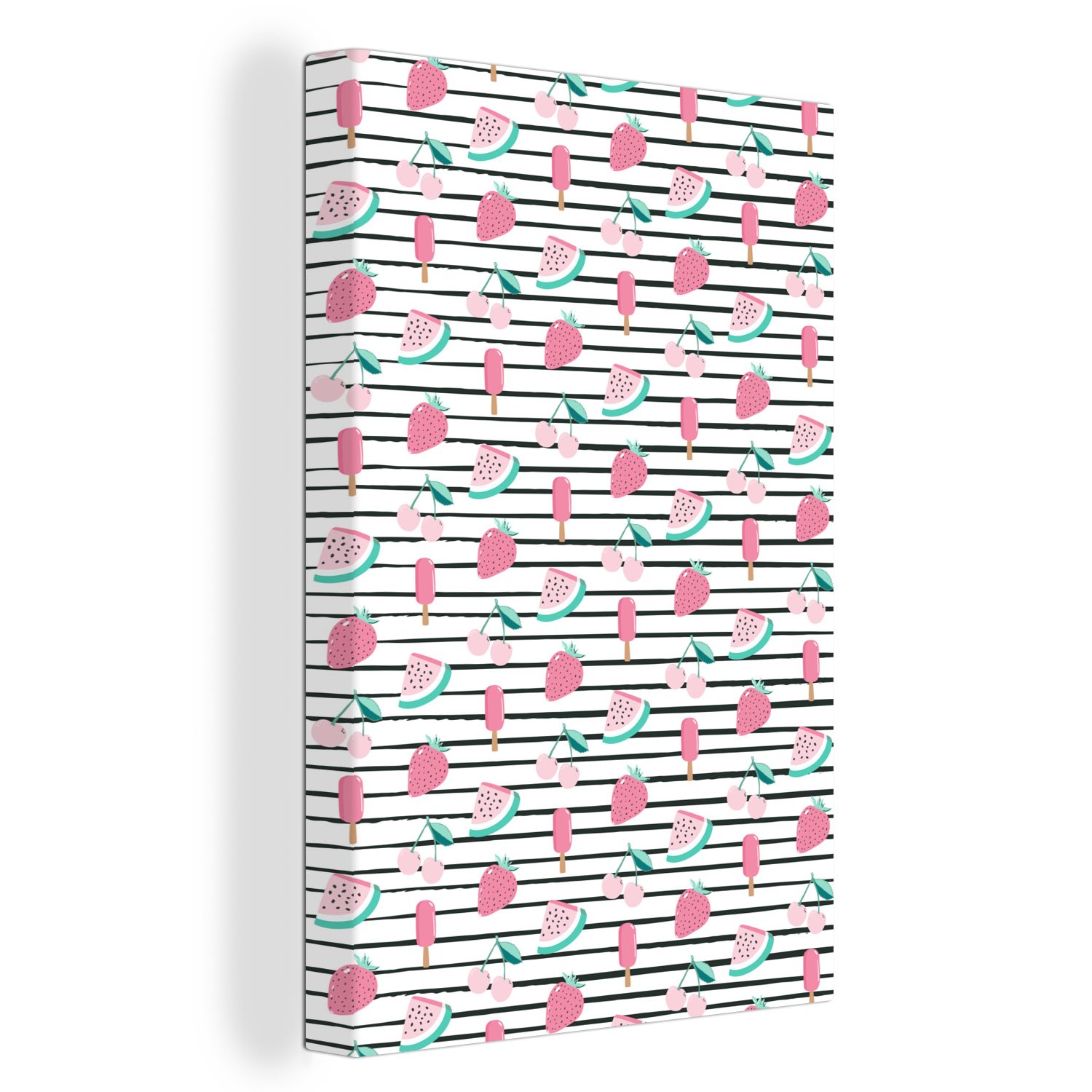 OneMillionCanvasses® Leinwandbild Rosa - fertig bespannt Muster, 20x30 inkl. Zackenaufhänger, Sommer cm - (1 Leinwandbild St), Gemälde