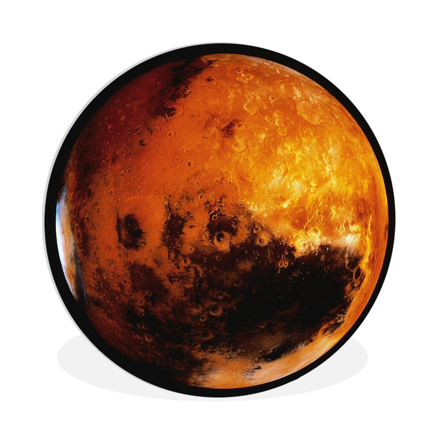 MuchoWow Gemälde Der Planet Mars an einem dunklen Himmel, (1 St), Kreis Wanddekoration Forex, Rundes Wandbild, Wohnzimmer, 30x30 cm