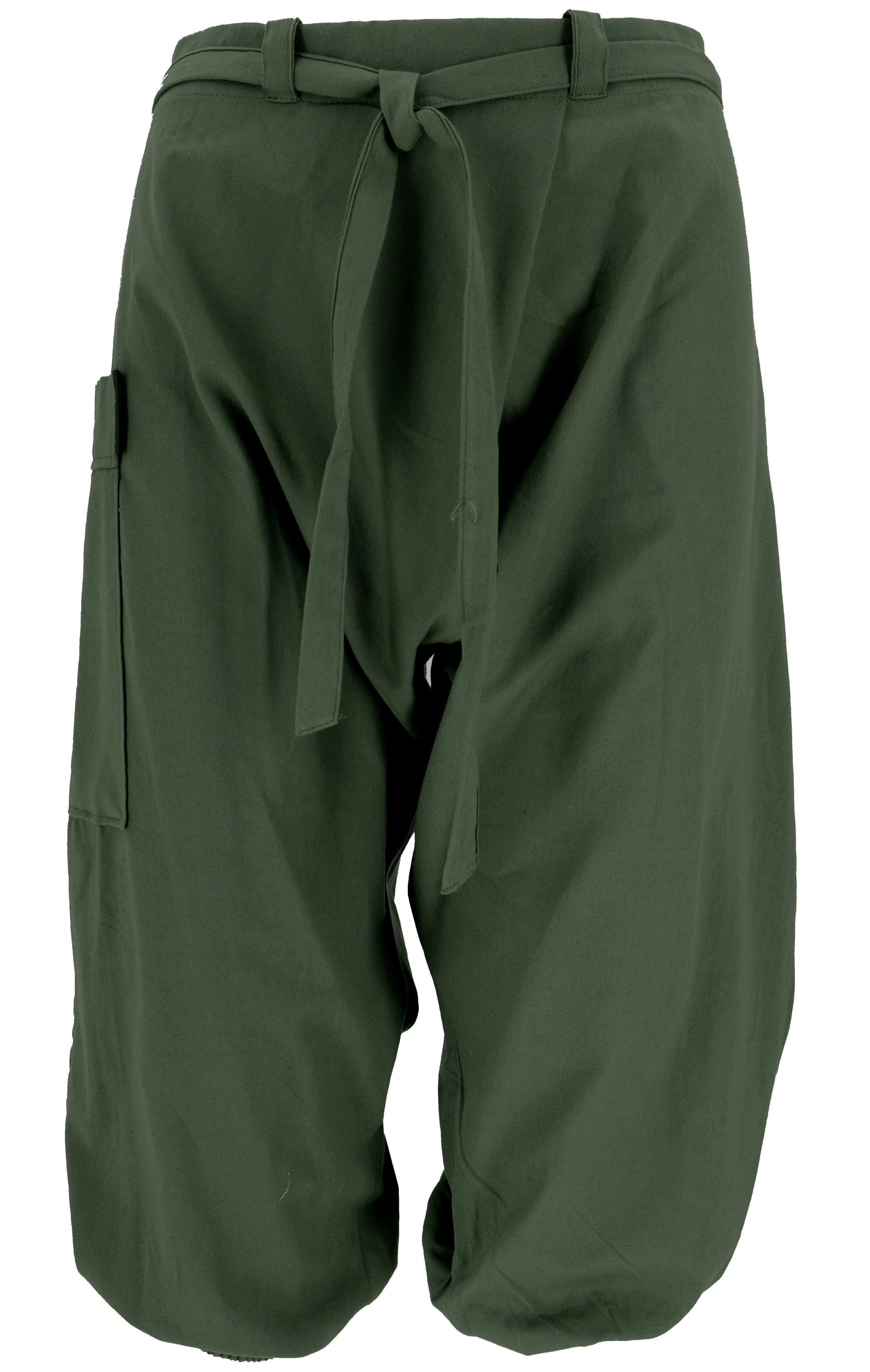 Guru-Shop Relaxhose Baggy Shorts, Sarouel Hose - khakigrün alternative Bekleidung, Ethno Style