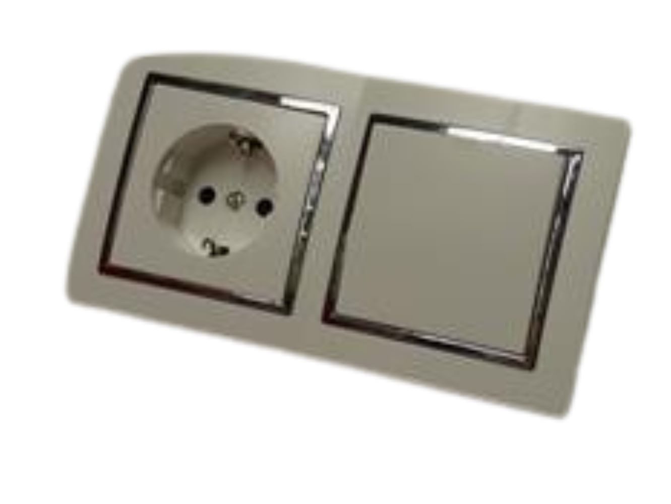 Schalter 9494 Levina S 2-er 1 x Schuko Dose 1 x Taster silberner Rand