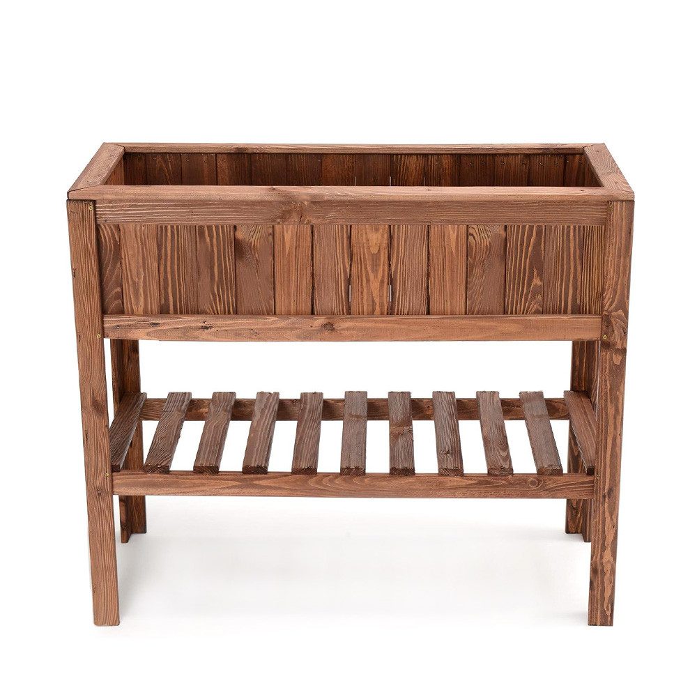 Zestri Hochbeet mit Ablage aus Holz, Made in Europe, mit Ablageboden