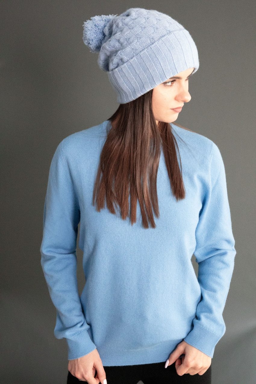 Ariun Strickmütze Kaschmirmütze mit markantem Strickmuster günstig online kaufen