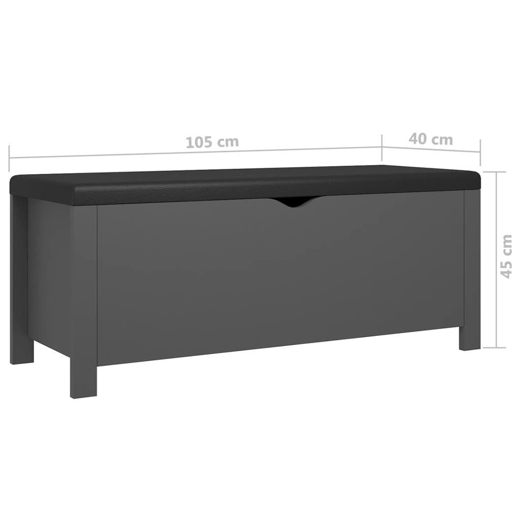 vidaXL Aufbewahrungsbox Sitzbank Holzwerkstoff Stauraum 105x40x45cm und Kissen Grau mit (1 St)