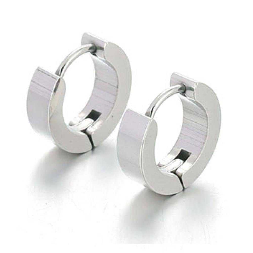 BUNGSA Creolen-Set Creolen klassisch gravierbar Silber aus Edelstahl Unisex (1 Paar (2 Stück), 2-tlg), Ohrschmuck Ohrringe