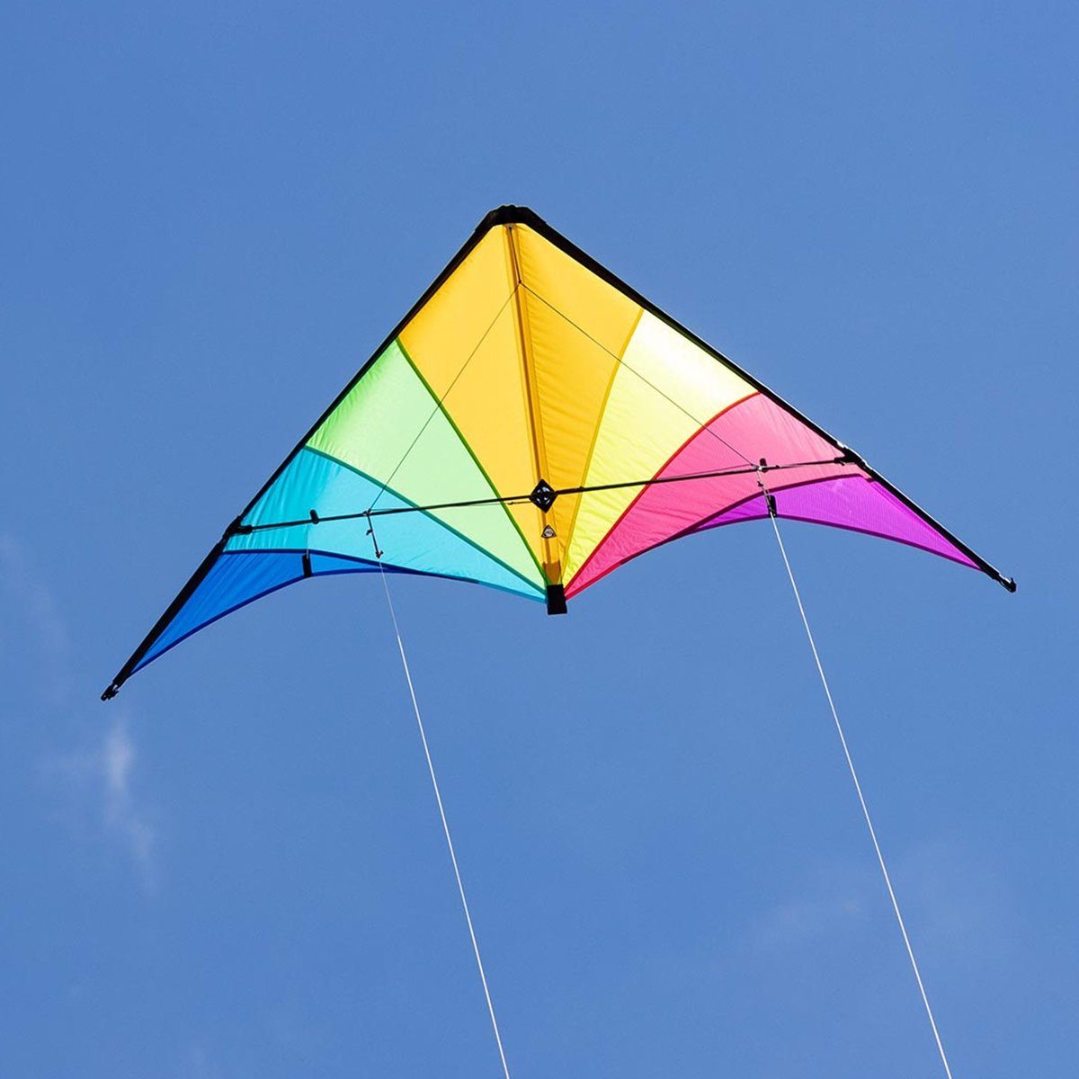 HQ Flug-Drache Lenkdrachen HQ Delta Hawk Neon-Rainbow 146 cm Speed & Power Drachen, Lenkdrachen ab 14 Jahren
