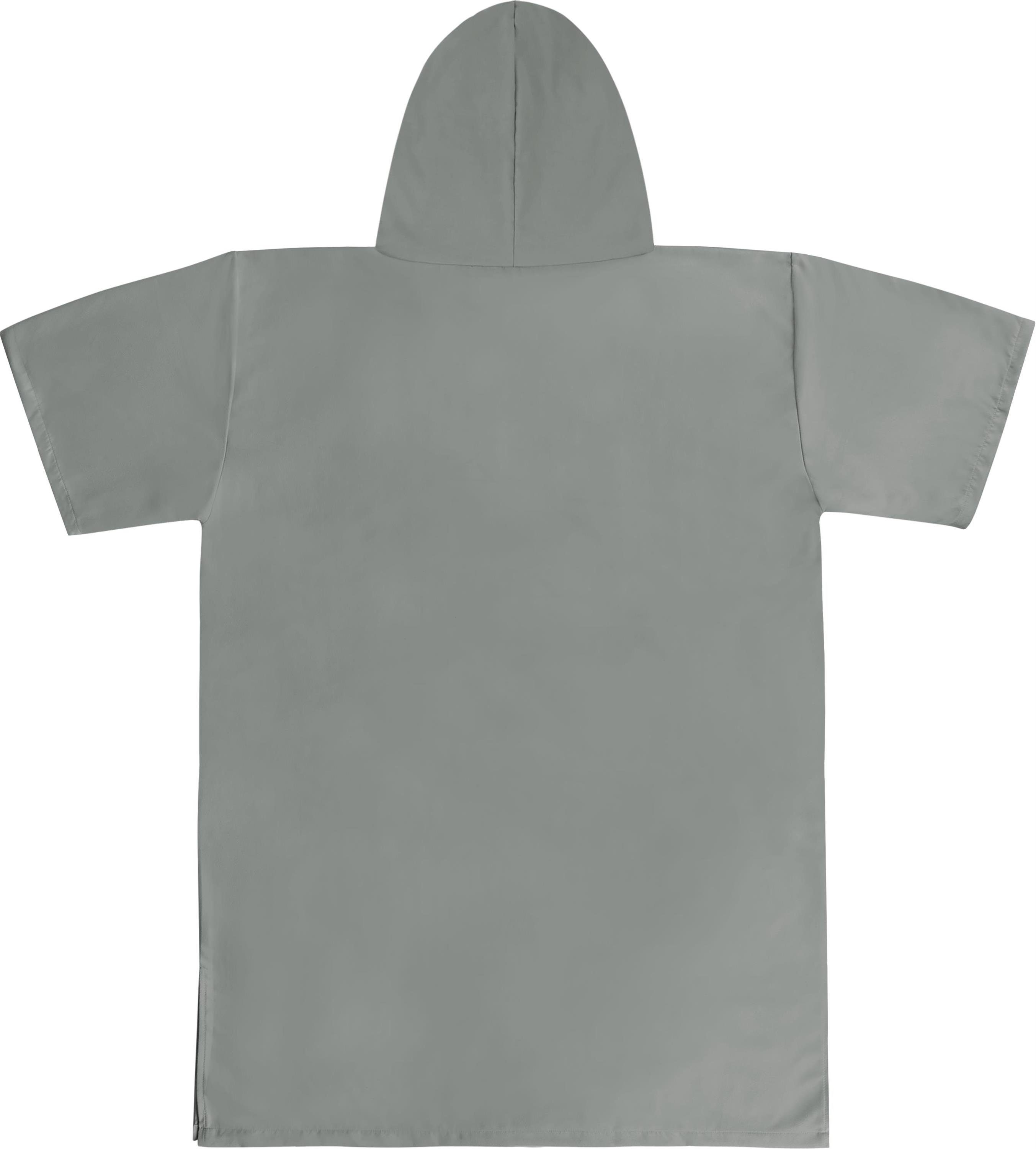 Badeponcho recyceltem Mikrofaser Material aus Siargao, Bade mit Grau Polyester, Ärmeln Handtuch Badeponcho Schlupf, Kapuze, normani