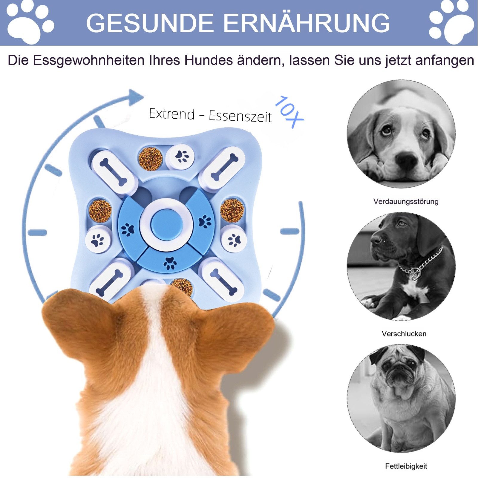 BlingBin Tier-Intelligenzspielzeug Hunde Denkspielzeug Interaktives Hunde-Puzzle-Spielzeug Mit Quietschen, Lebensmittelechtes ABS+PP, 1 Stück (1-tlg) IQ-Training, waschbar, Hunde Futterspielzeug für jede Größe