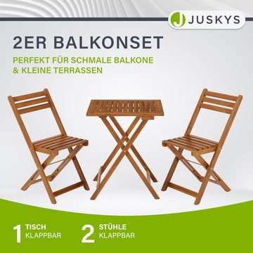 Juskys Balkonset Bala, (3-tlg), Sitzgruppe aus Holz, klappbar, platzsparend, für 2 Personen