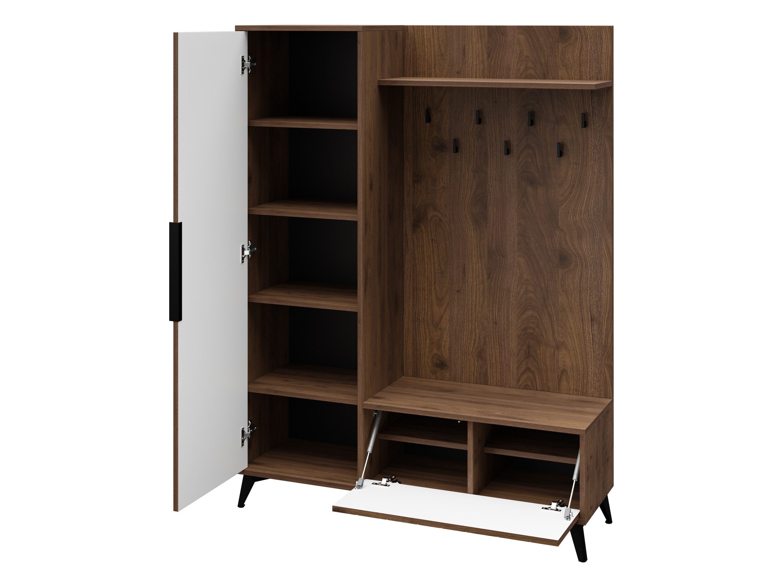 MIRJAN24 Garderoben-Set Xylix Bis 1D1K, (mit Drehtür und Klappe), 134x40x180 cm, Frontspiegel – Bild 3 von 5