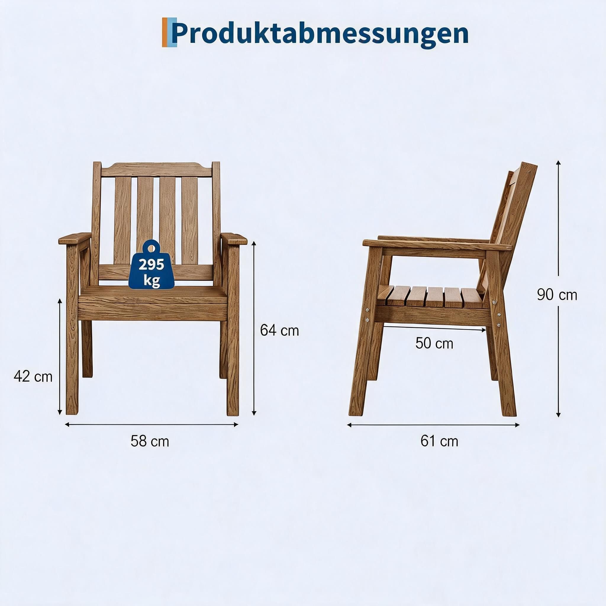 GarveeMore Gartenstuhl Großformat Outdoor Stühle Armlehnstuhl wetterfeste HDPE-Holzstuhl (2 St), Bistrostühle Für Garten, Rasen, Hinterhof, Poolbereich (2er Set)
