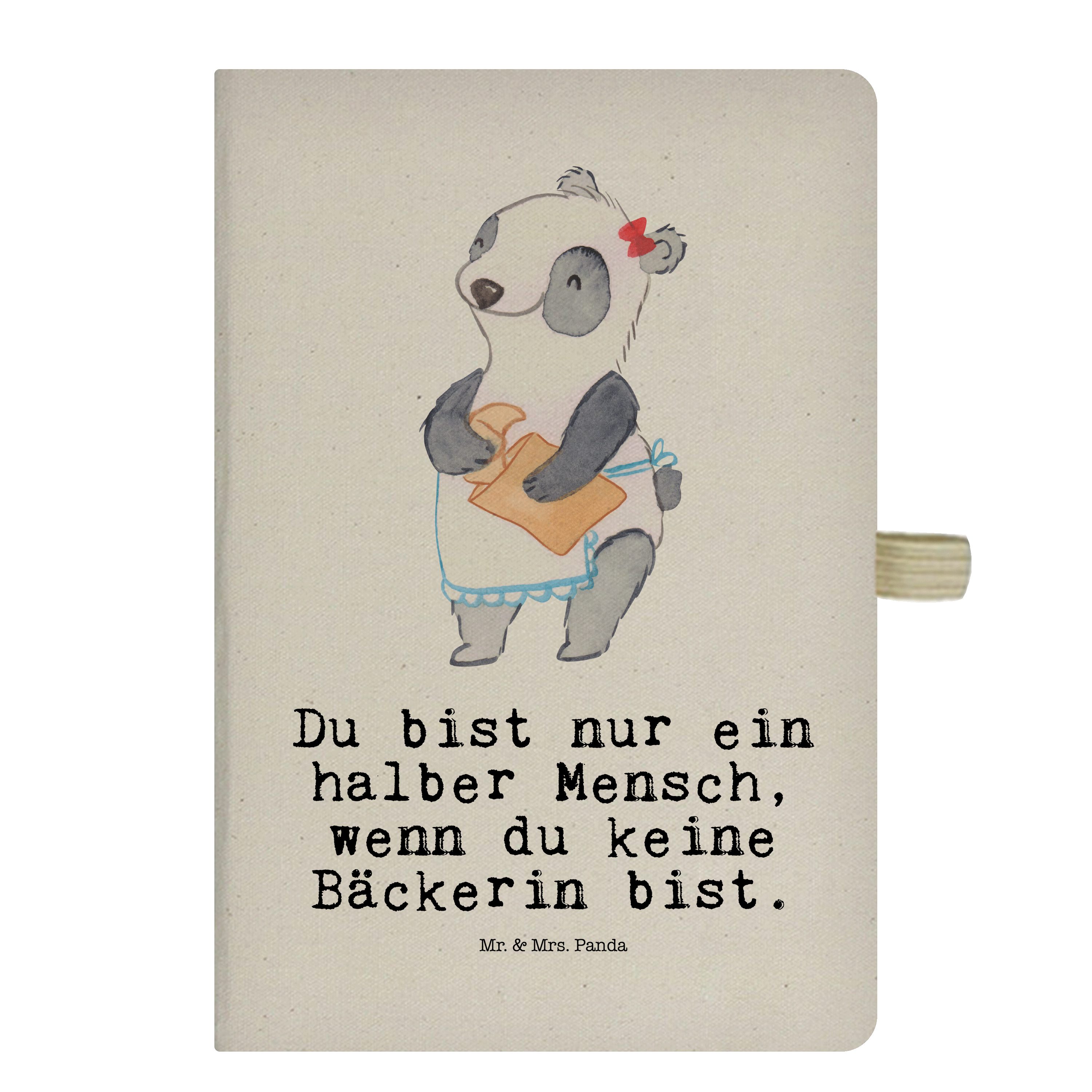 Mr. & Mrs. Panda Notizbuch Bäckerin mit Herz - Transparent - Geschenk, Rente, Brotbäckerin, Noti Mr. & Mrs. Panda