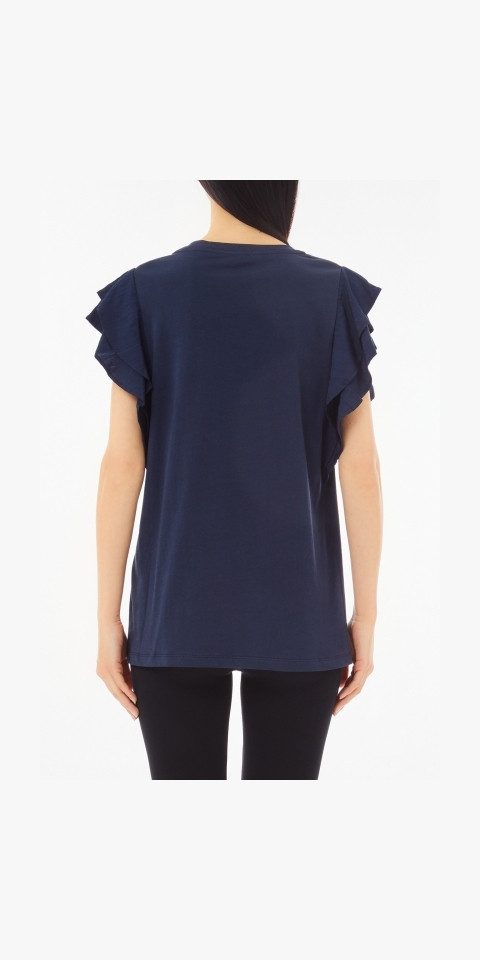 Liu Jo T-Shirt – Elegantes Shirt mit Rüschenärmeln & Logo-Detail