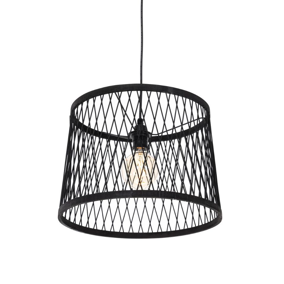 Qazqa Außen-Deckenleuchte Calamus, Dimmbar, LED wechselbar, Extra-Warmweiß, QAZQA Außen Hän­ge­leuchte, e27, Schwarz, Rattan, Landhaus