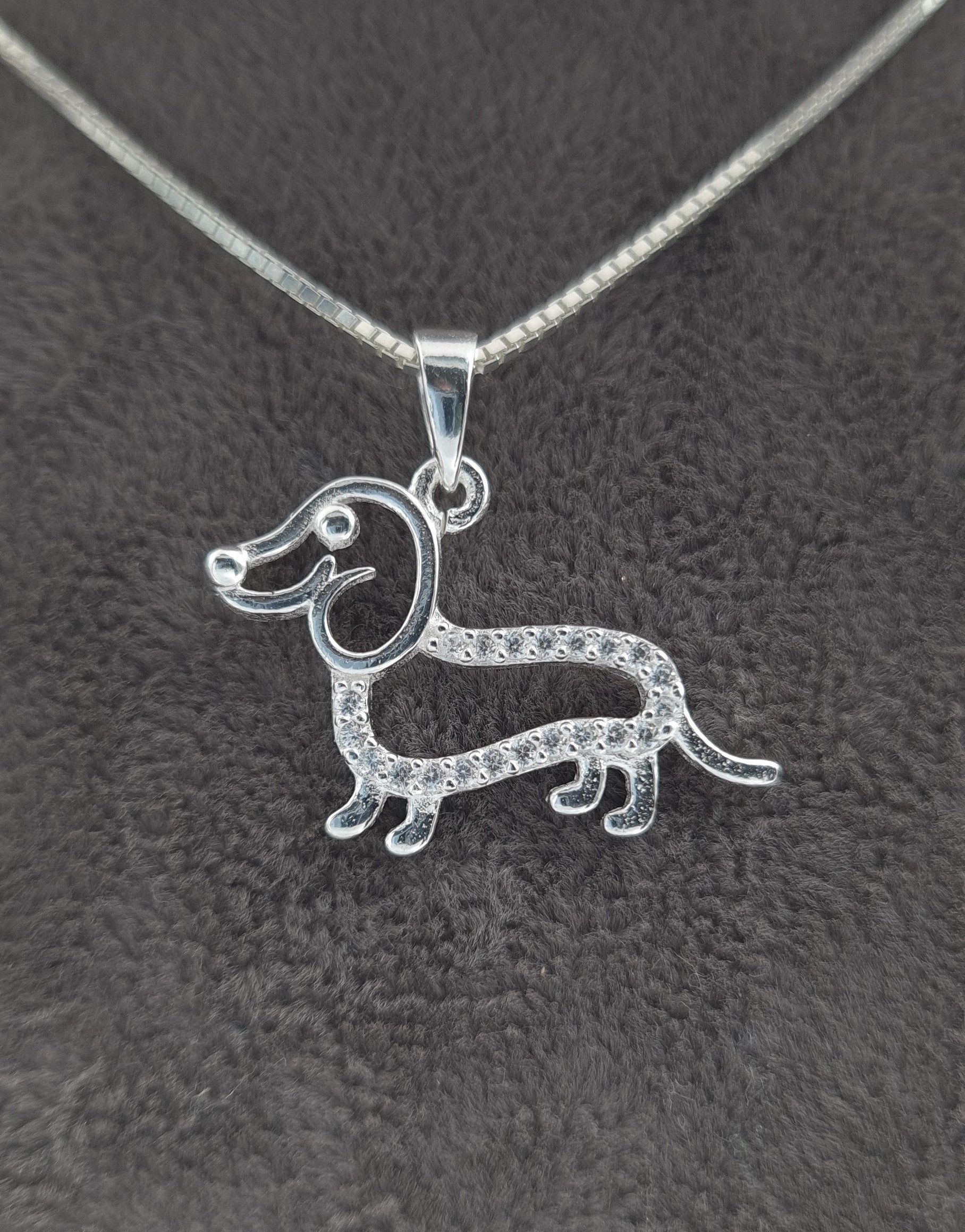 NAHLE Kette mit Anhänger Silber Halskette Dackel Tierliebhaber Kette (inklu günstig online kaufen