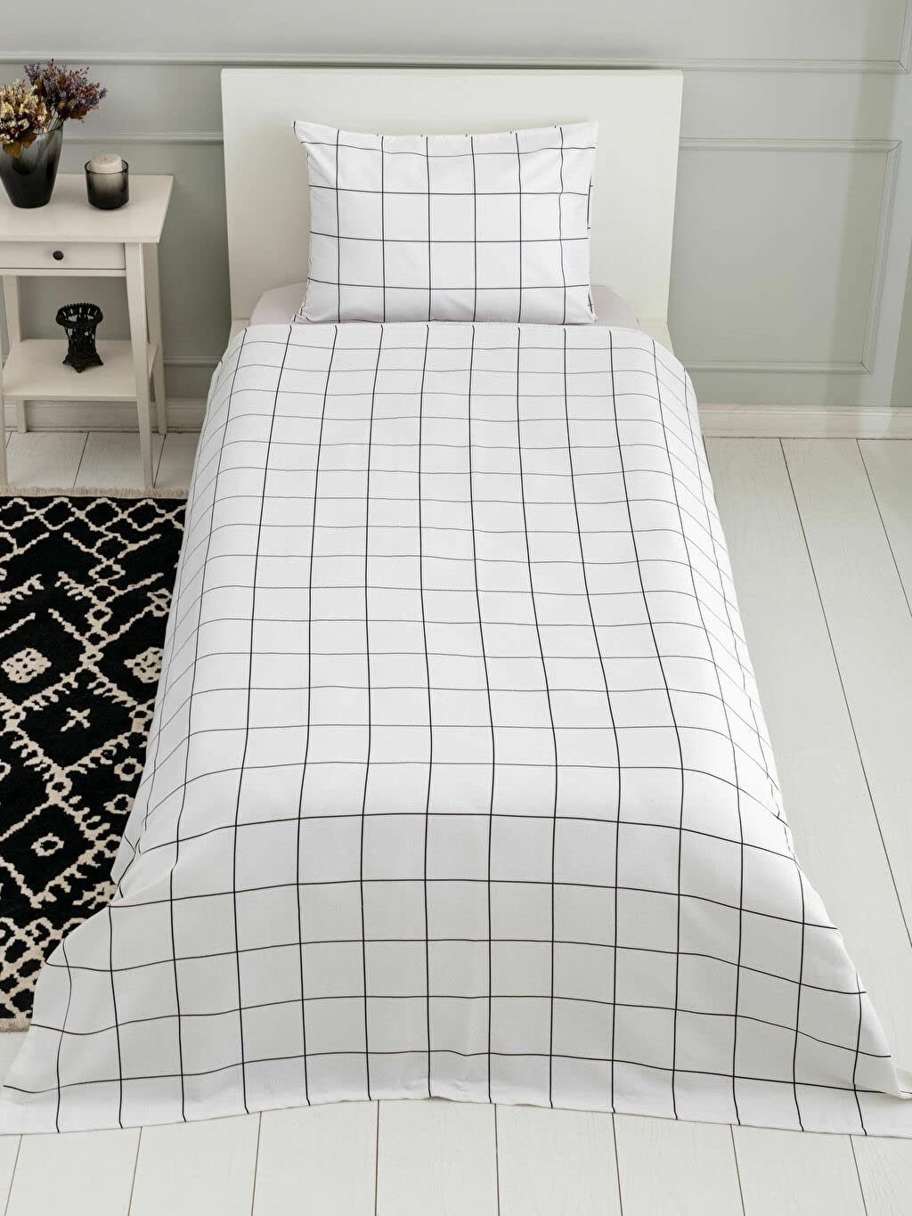 Tagesdecke Pique-Decke Set, Furni24 (160x220 cm, weiß/schwarz), Tagesdecke