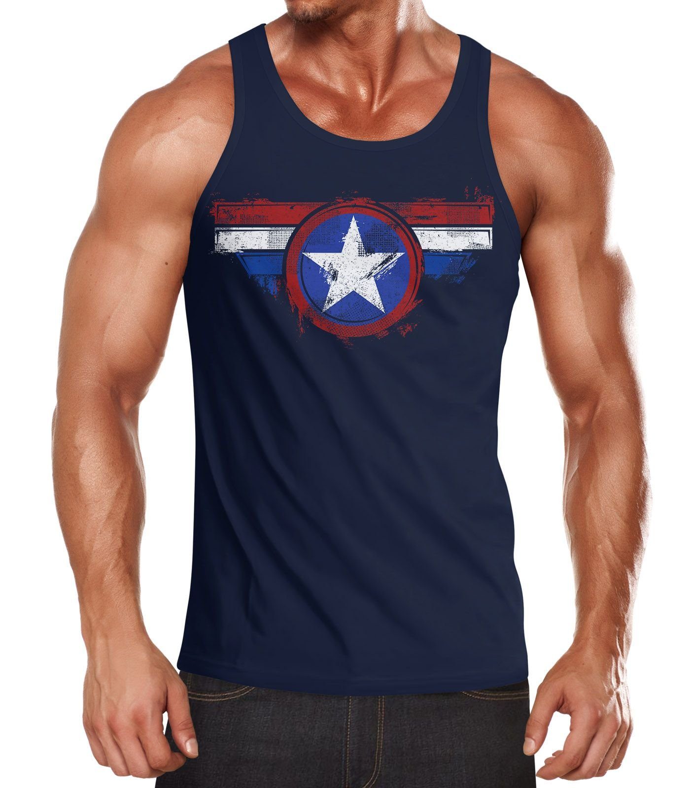 Tanktop Herren Tank-Top Amerika Flagge Stern Roger Captain Muskelshirt Muscle Shirt Neverless®