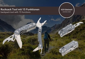 TROIKA Multitool Multifunktions-Werkzeug Rucksack Tool mit 15 Funktionen RUCKSACK TOOL