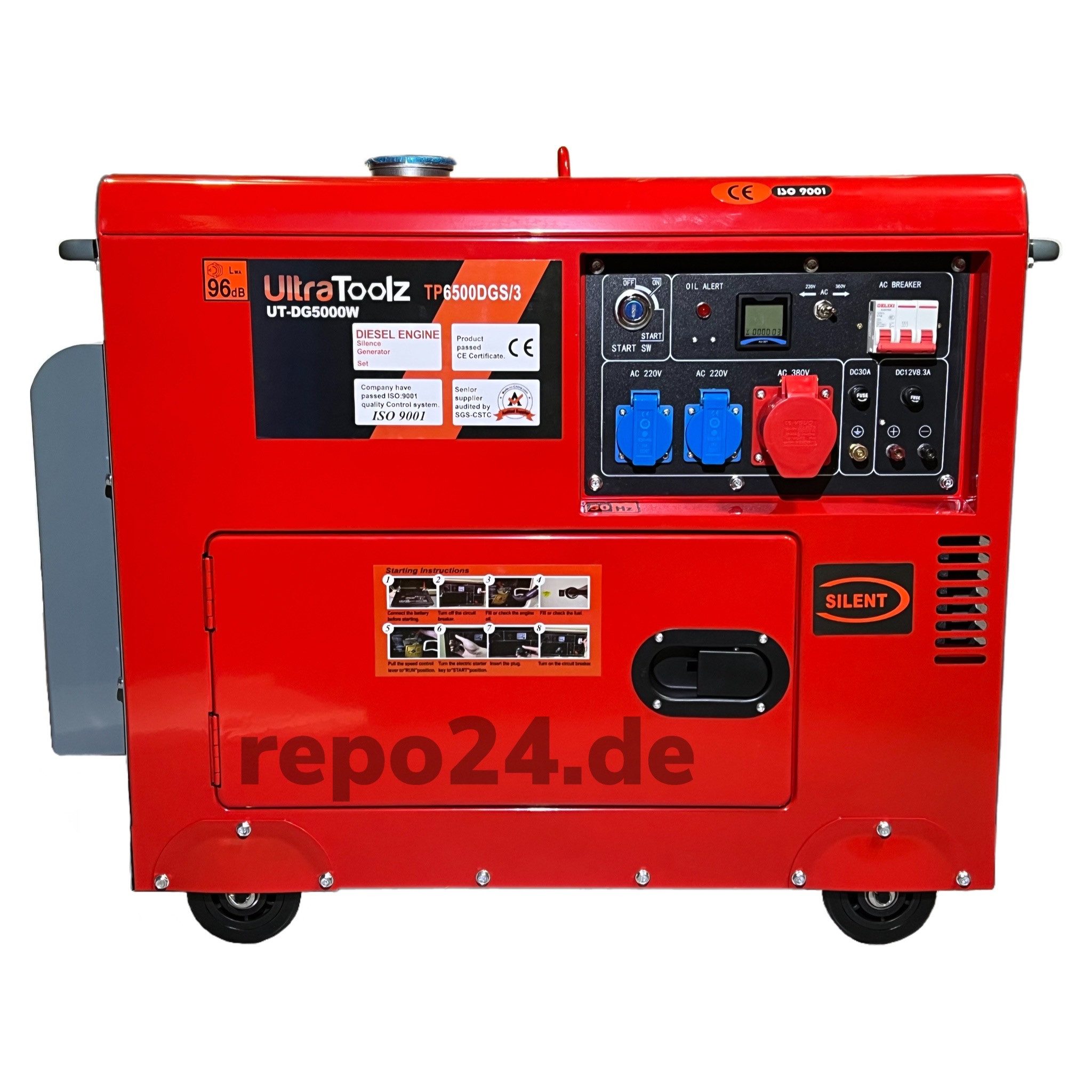 UltraToolz Stromerzeuger Diesel Stromerzeuger Generator Notstromaggregat 5 kW mit E-Start, 7.35 in kW
