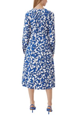 Comma Maxikleid Fließendes Maxikleid mit All-over-Print Raffung