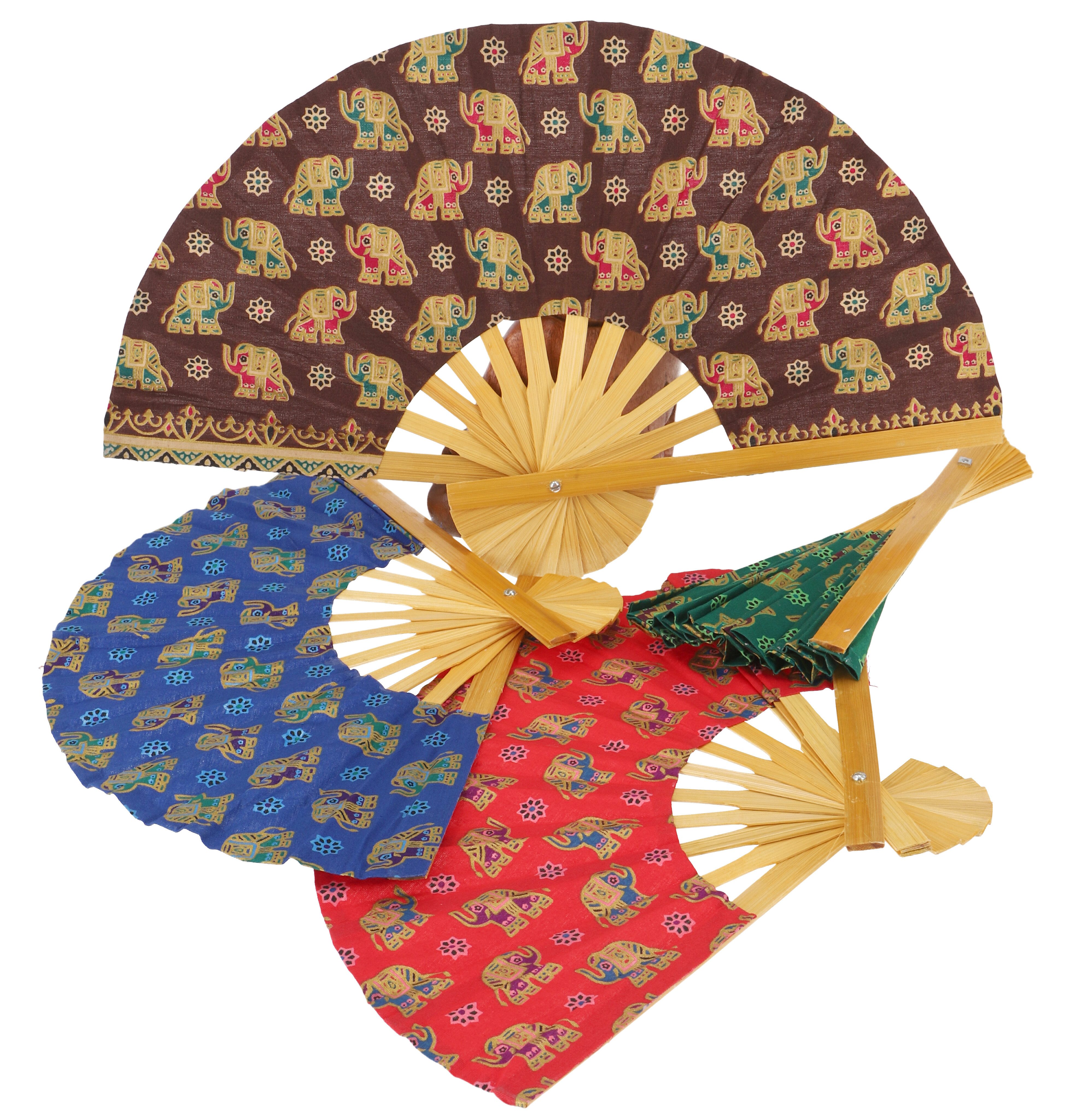 Guru-Shop Handfächer Bespannter Bambusfächer, asiatischer Fächer,..