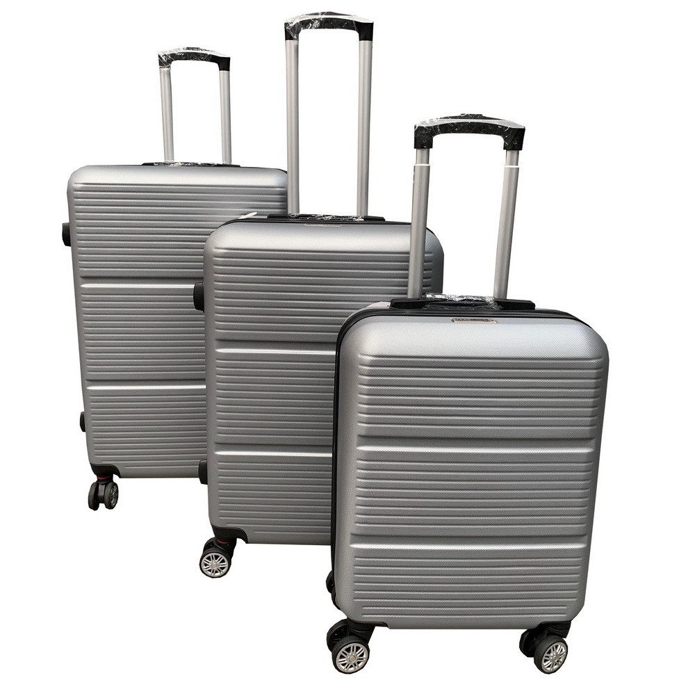 Expo Börse Kofferset ABS Hartschalen-Koffer-Set Trolley, 4 Rollen, (3 tlg., Komfort-Kofferset Hartschale), gefütterter Innenraum mit Trennwand