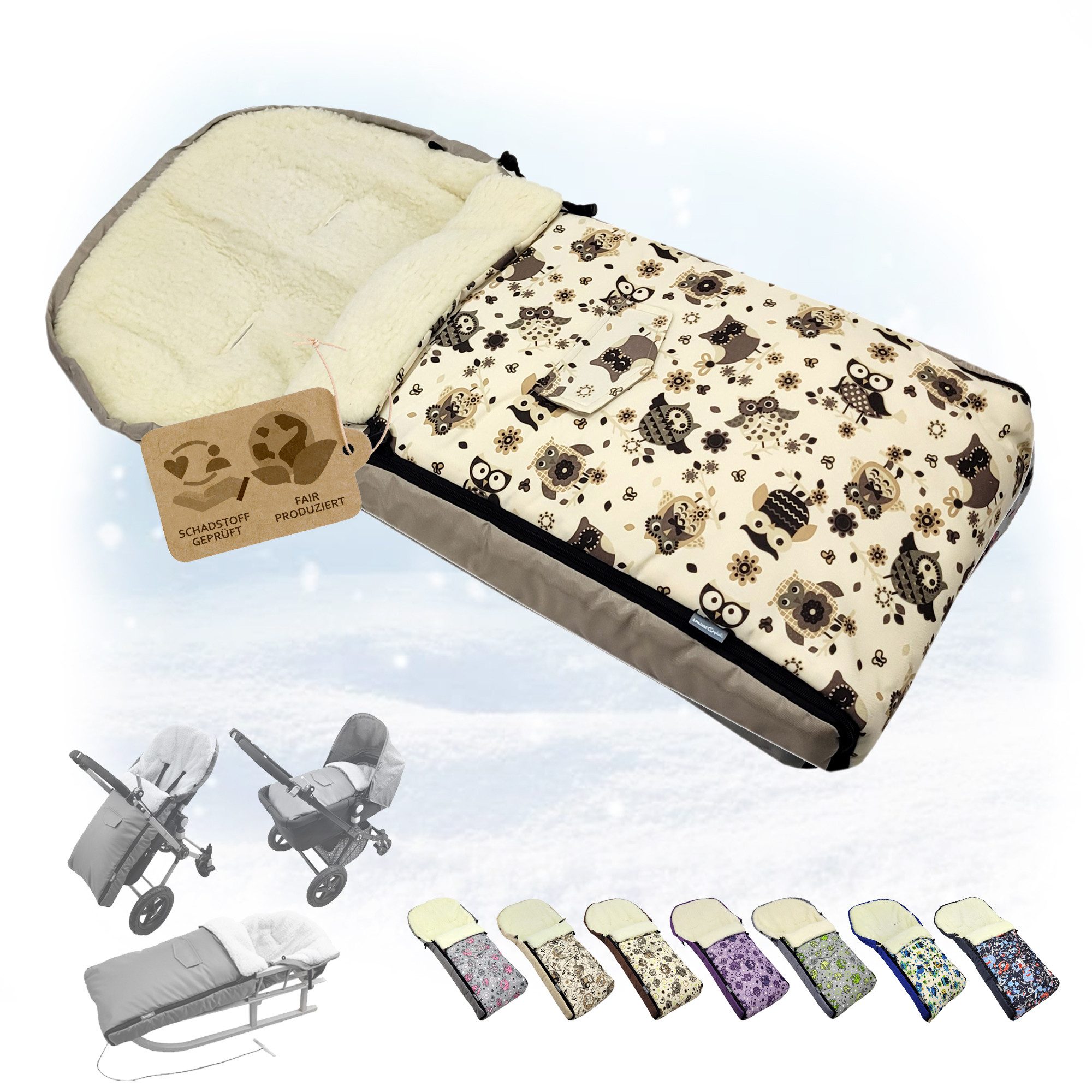 BambiniWelt by Rafael K. Fußsack Winterfußsack Babyfußsack Fußsack Kinderwagen Wolle universal 108cm
