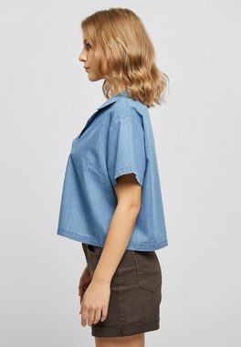 URBAN CLASSICS Klassische Bluse Urban Classics Damen Ladies Light Denim Resort Shirt