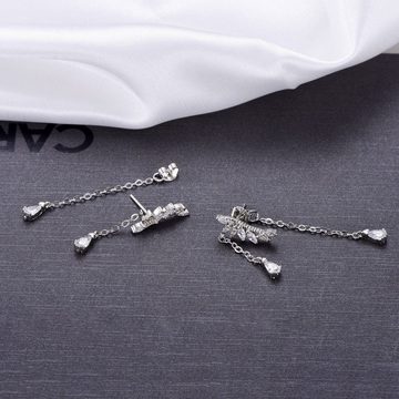 Fivejoy Paar Ohrstecker 925 Sterling Silber Kristall Ohrringe für Frauen, Tropfen Ohrringe (2-tlg), Kann zu jedem Outfit getragen werden