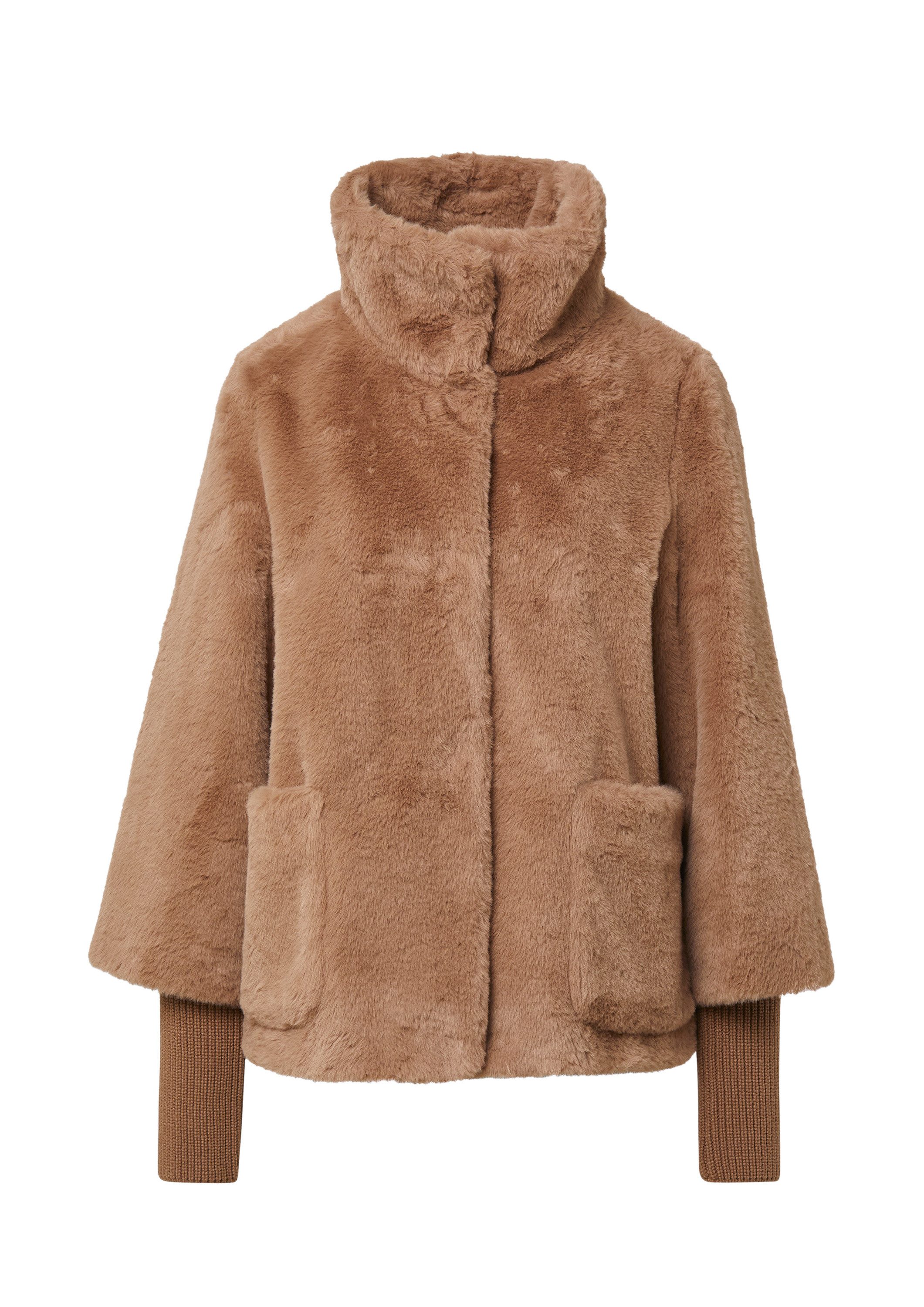 s.Oliver Winterjacke Outdoor-Jacke Teddyplüsch-Jacke mit Rippbünchen