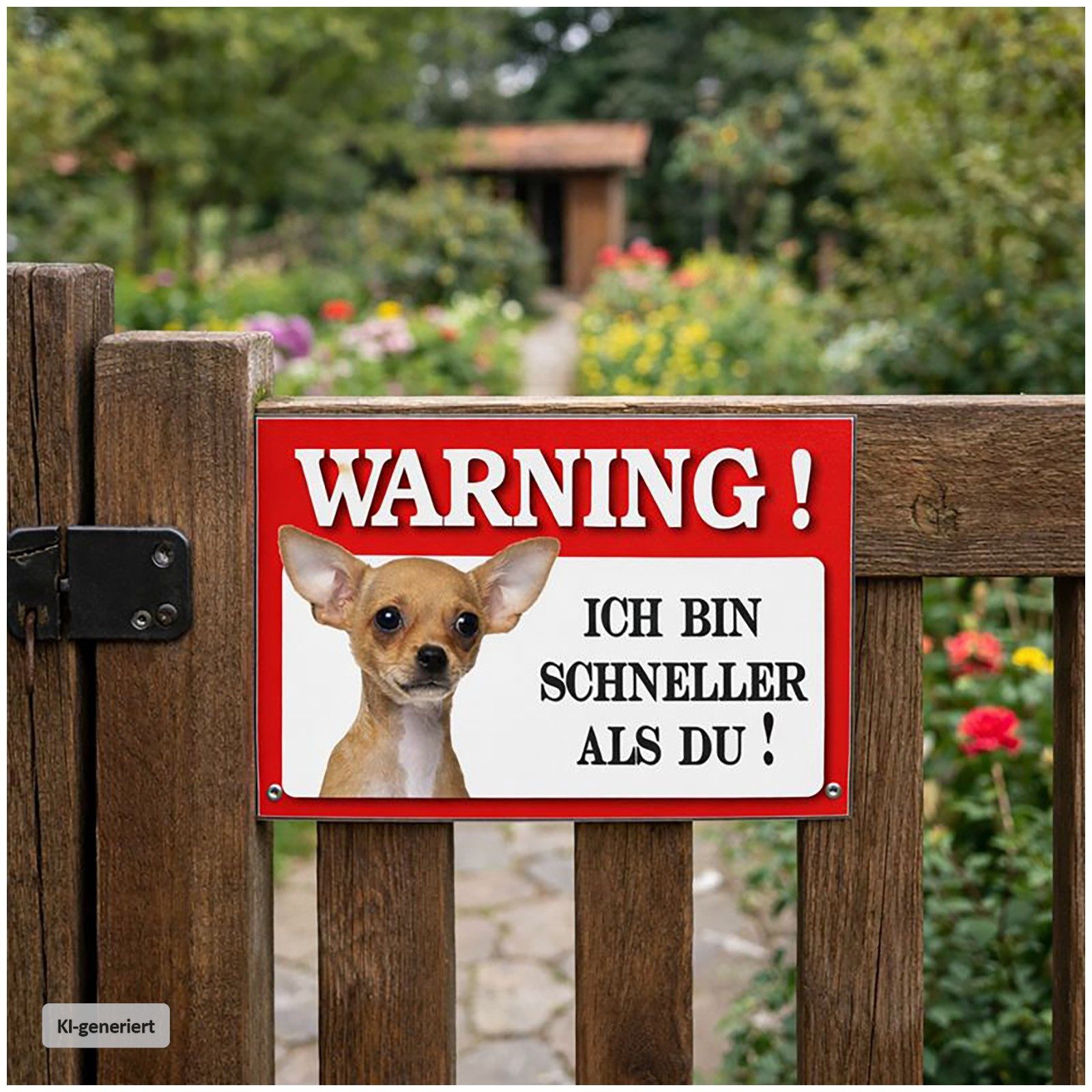 HTI-Line Metallschild Blechschild Wachhund Chihuahua, (Stück, 1 Schild), Hundeschilder Warnung vor dem Hund