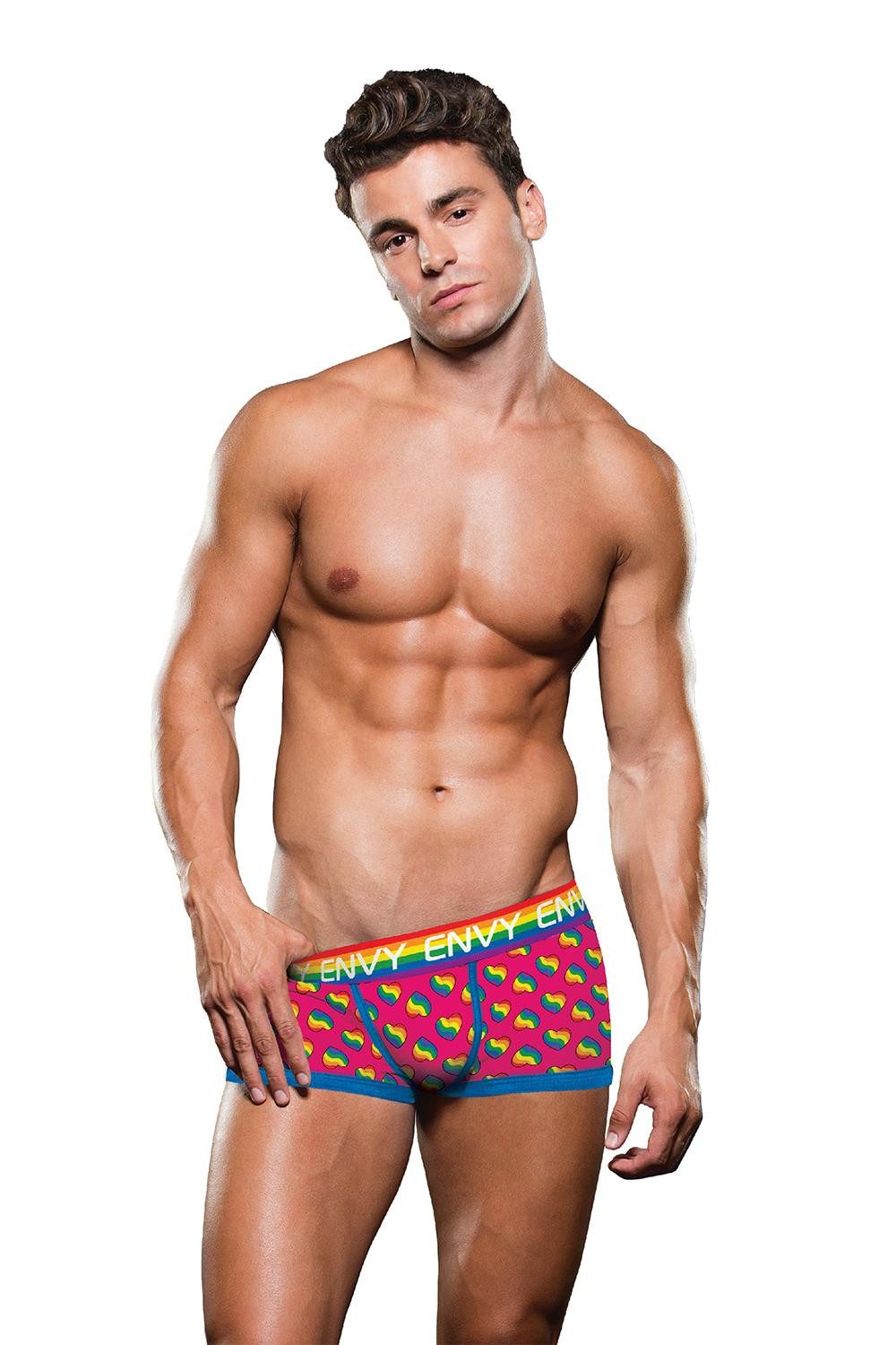 Envy Menswear Panty Envy Menswear - RAINBOW HEARTS TRUNK, S/M