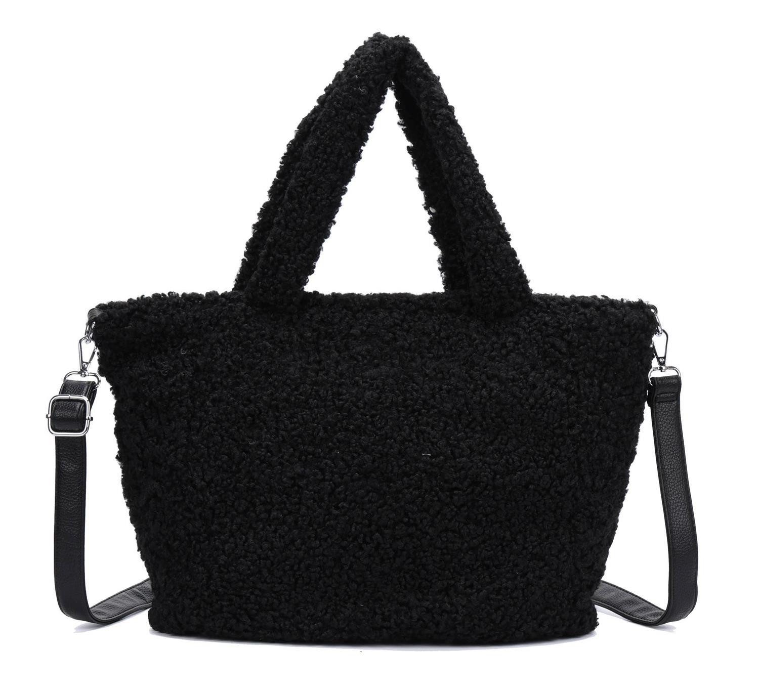 ITALYSHOP24 Schultertasche DAMEN TEDDY Plüsch Shopper TASCHE Tote Henkel Ba günstig online kaufen