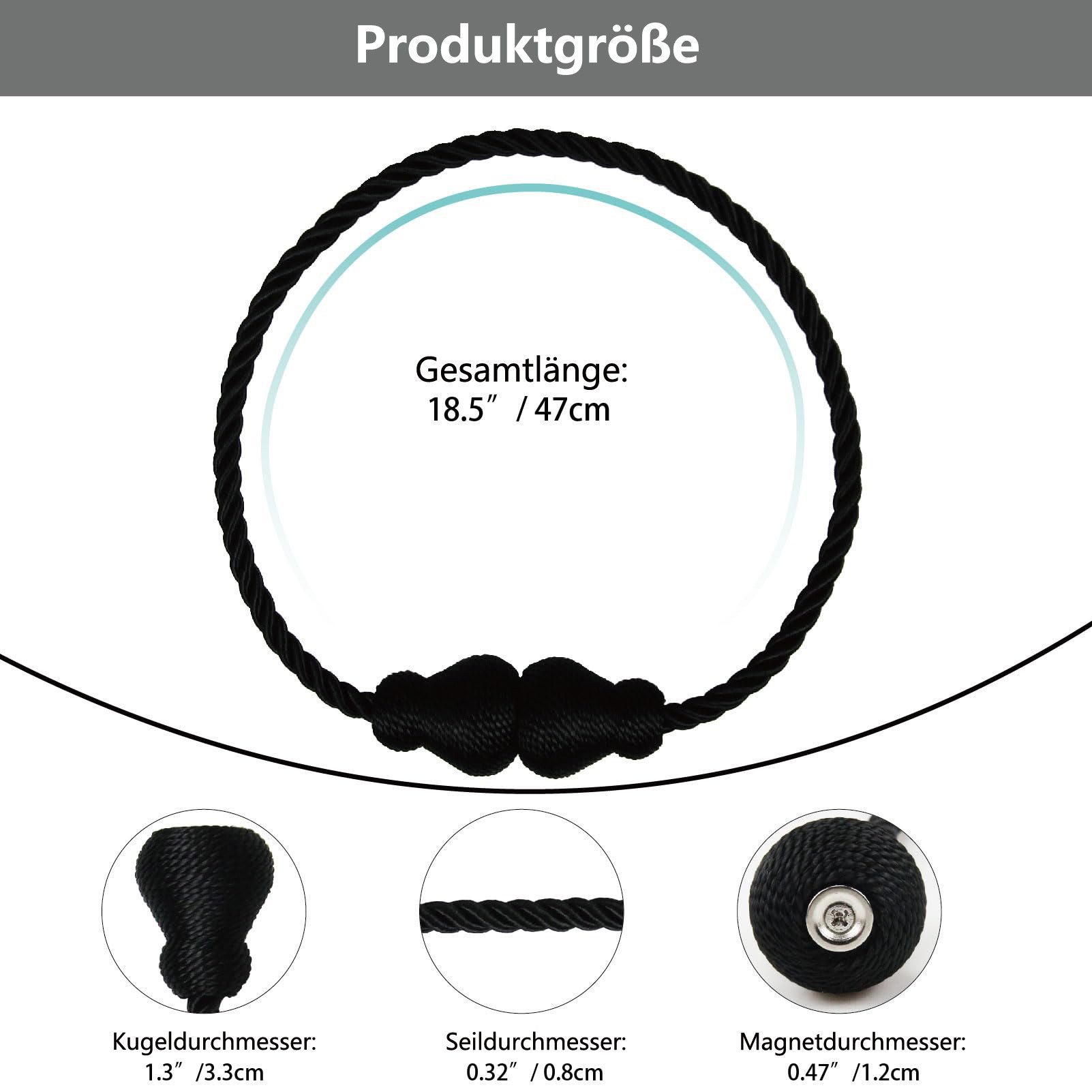 Agger Raffhalter Magnetische Raffhalter 2 Stück für Vorhänge – Dekorative Seil, (2-tlg), Raffhalter mit Magnetverschluss für Innen- und Außenbereich