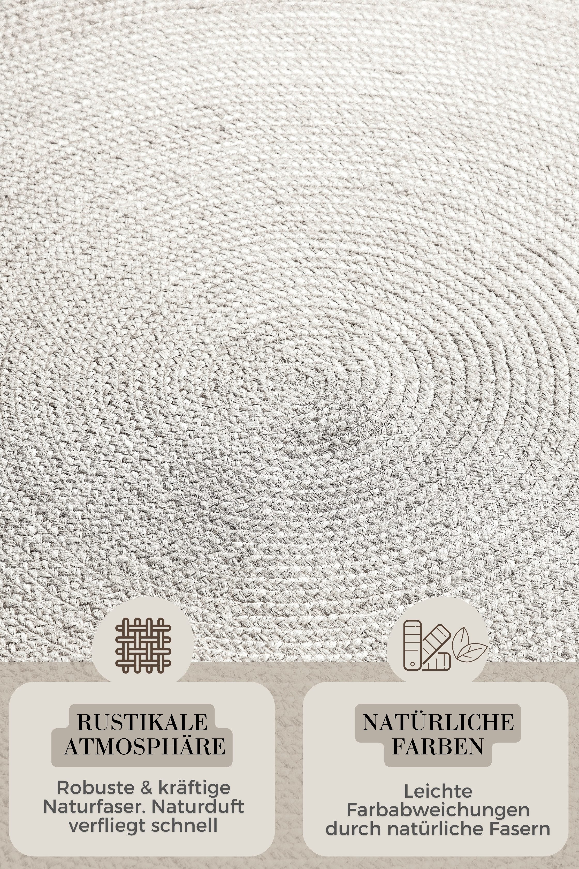 HANSE Home Teppich Rangpur Juteteppich, auch in oval, rund, Höhe: 10 mm, Handgewebt, 100% Jute, Natur, Wohnzimmer, Flur, Boho, Skandi