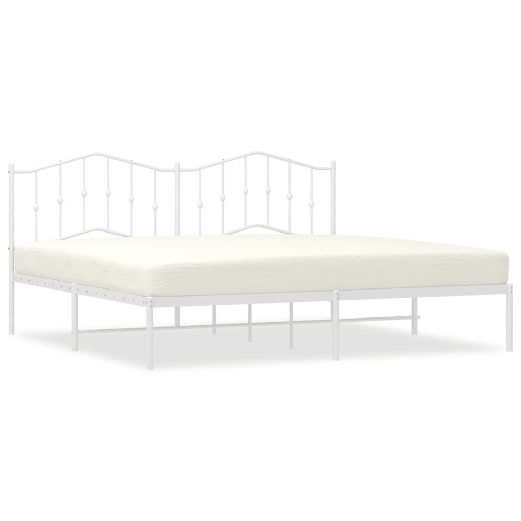 vidaXL Bettgestell, Bettrahmen mit Kopfteil Metall Weiß 193x203 cm günstig online kaufen