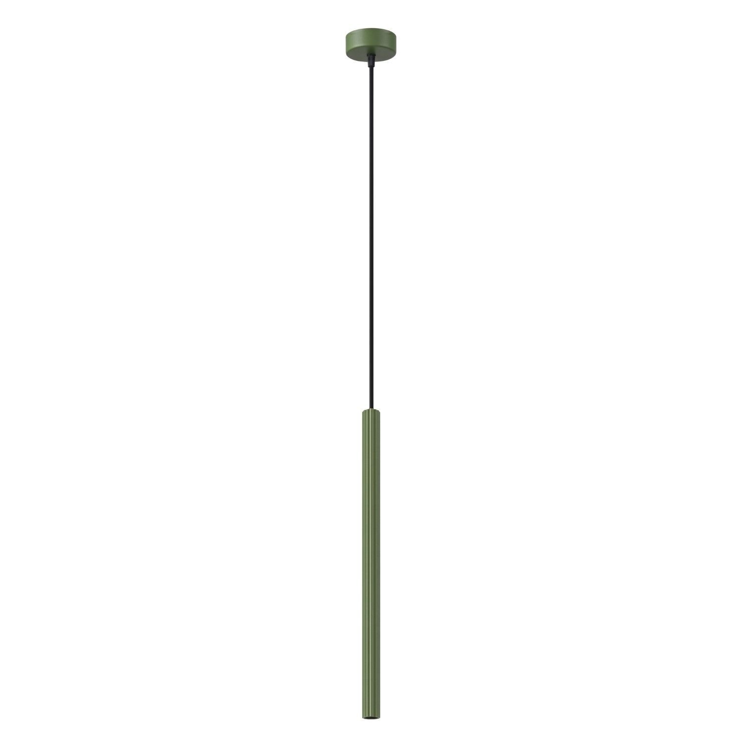 Licht-Erlebnisse Pendelleuchte MUNEL, ohne Leuchtmittel, Metall H: max. 120 cm D: 2.5 cm Olivgrün G9 rund Modern