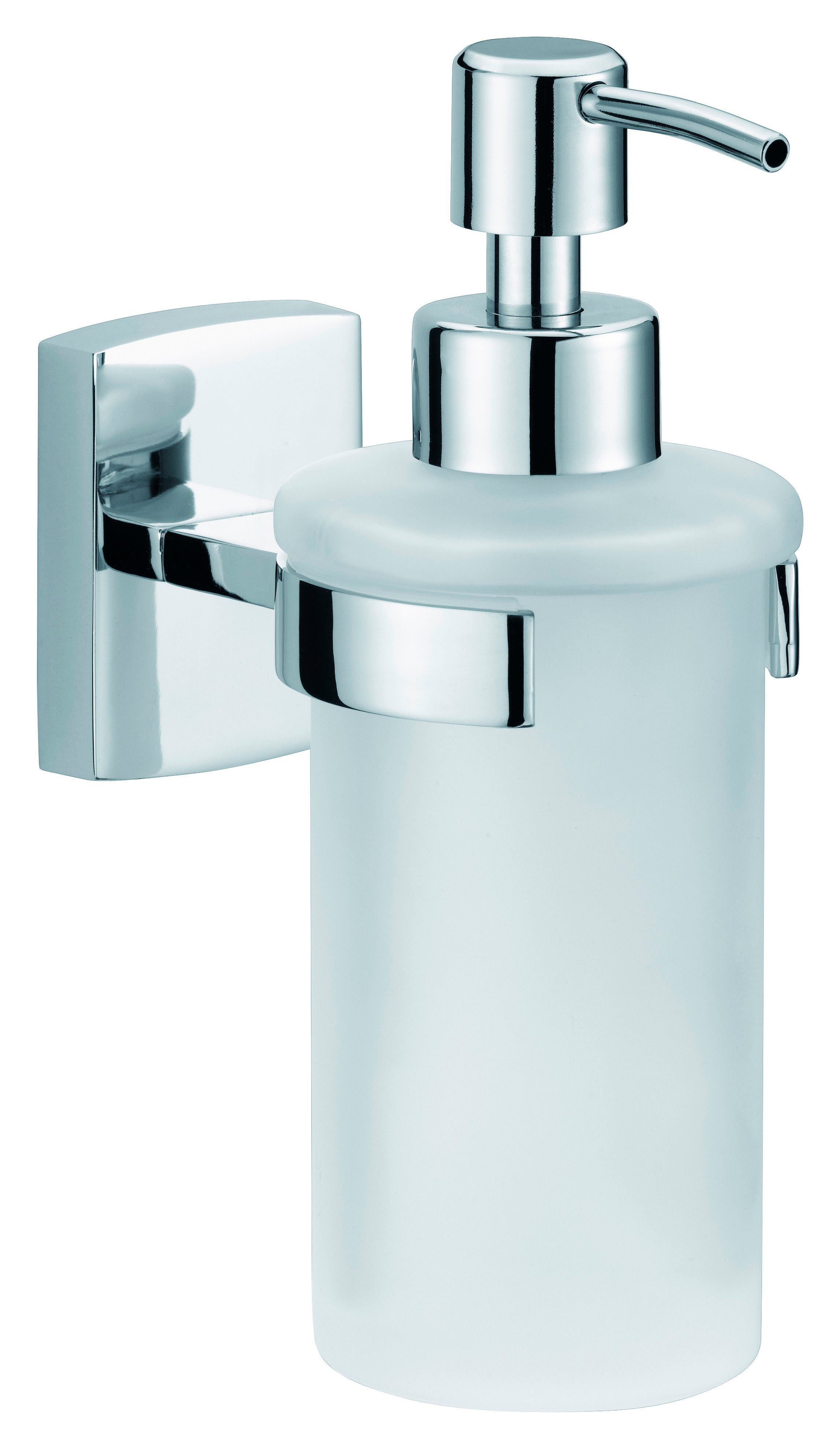 tesa Seifenspender 1x tesa klaam Design-Seifenspender, (Packung, KLAAM), chrom-weiß 12,5 cm : 7 cm : 17 cm