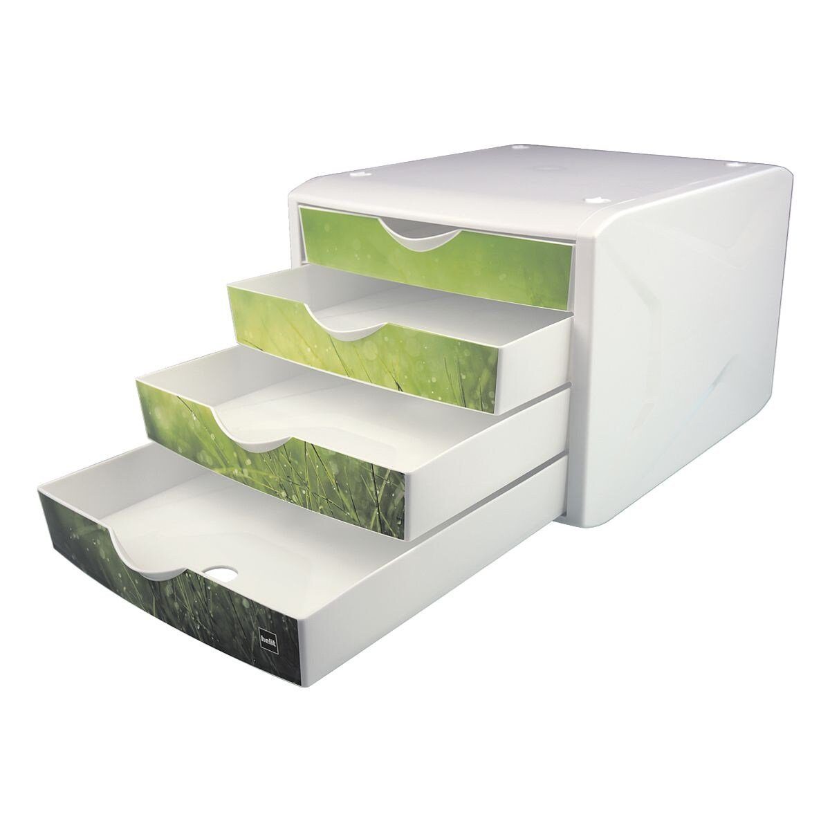 mit Schubladen, HELIT stapelbar geschlossen, the Schubladenbox hellgrün chameleon, 4