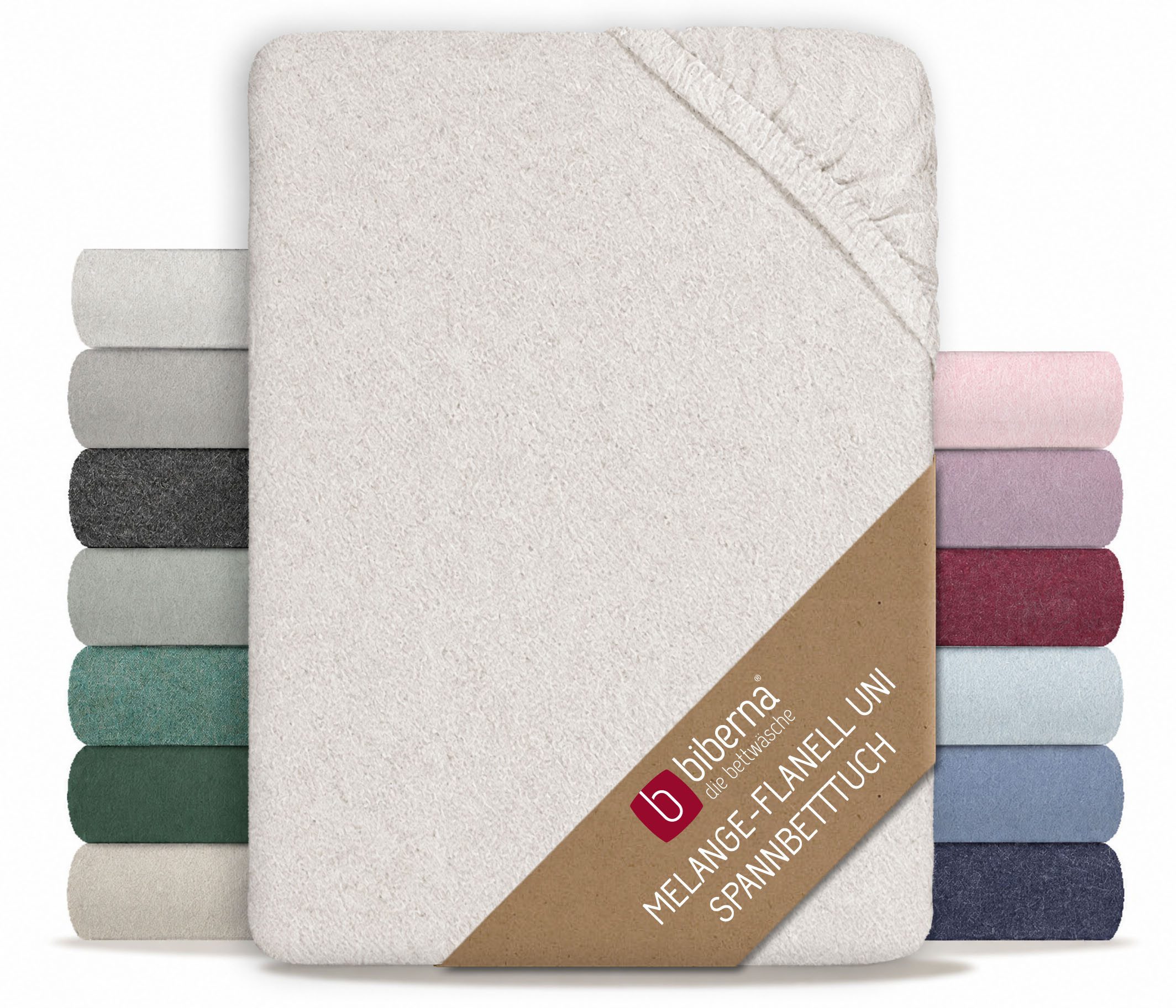 Biberna Spannbettlaken 0841380 HERMAL Premium Melange-Biber Spannbetttuch 100% Baumwolle, Flanell, Gummizug: rundum, (1 Stück), Biber, wärmend & weich, Rundumgummi, ab Größe 90 x 200 cm