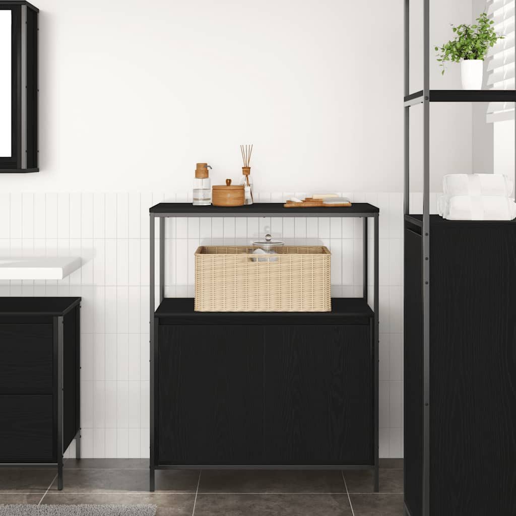 vidaXL Badezimmerspiegelschrank Badschrank mit Regalen Schwarz günstig online kaufen