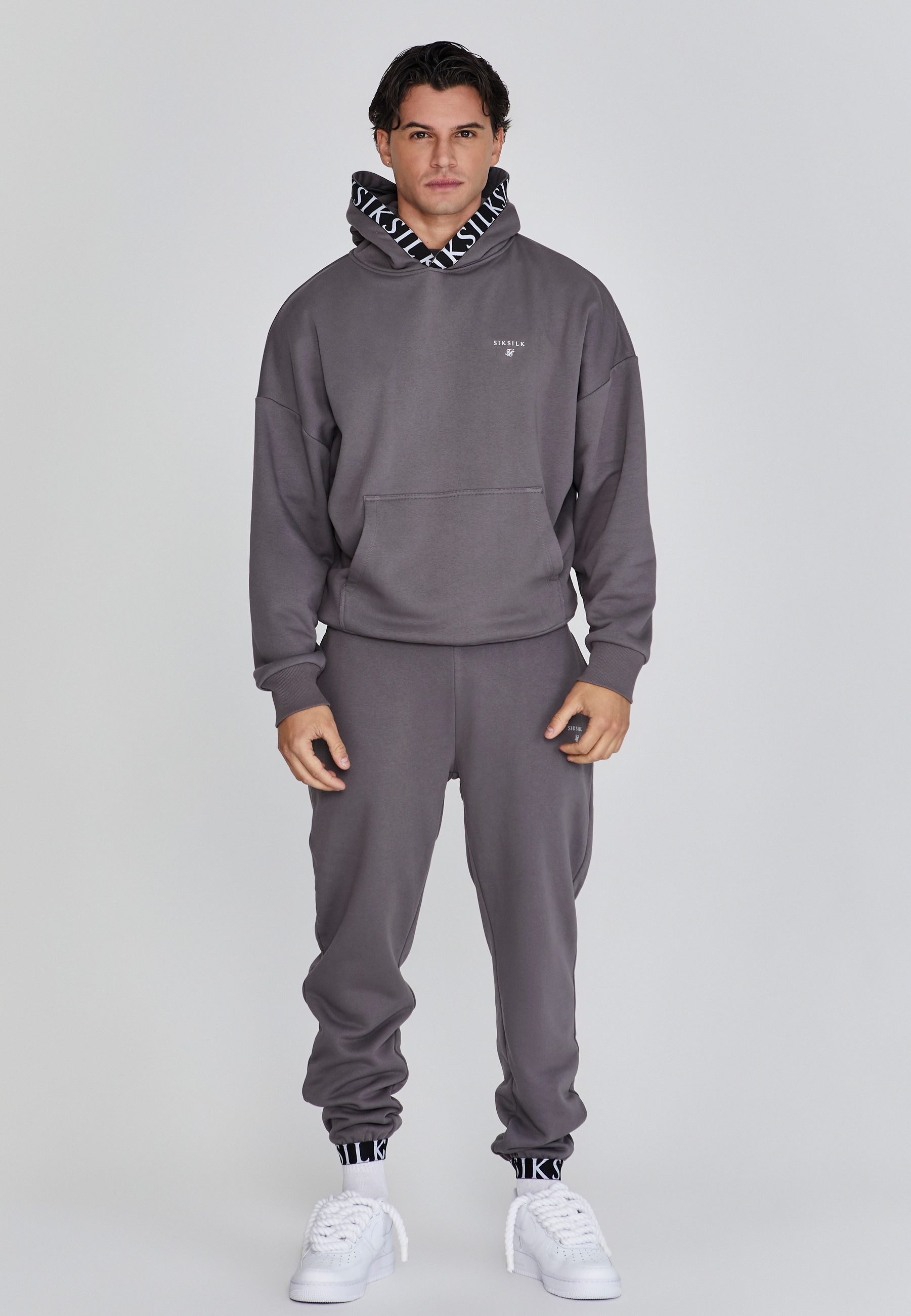 Hoodie SikSilk Herren Grauer Kapuzenpullover